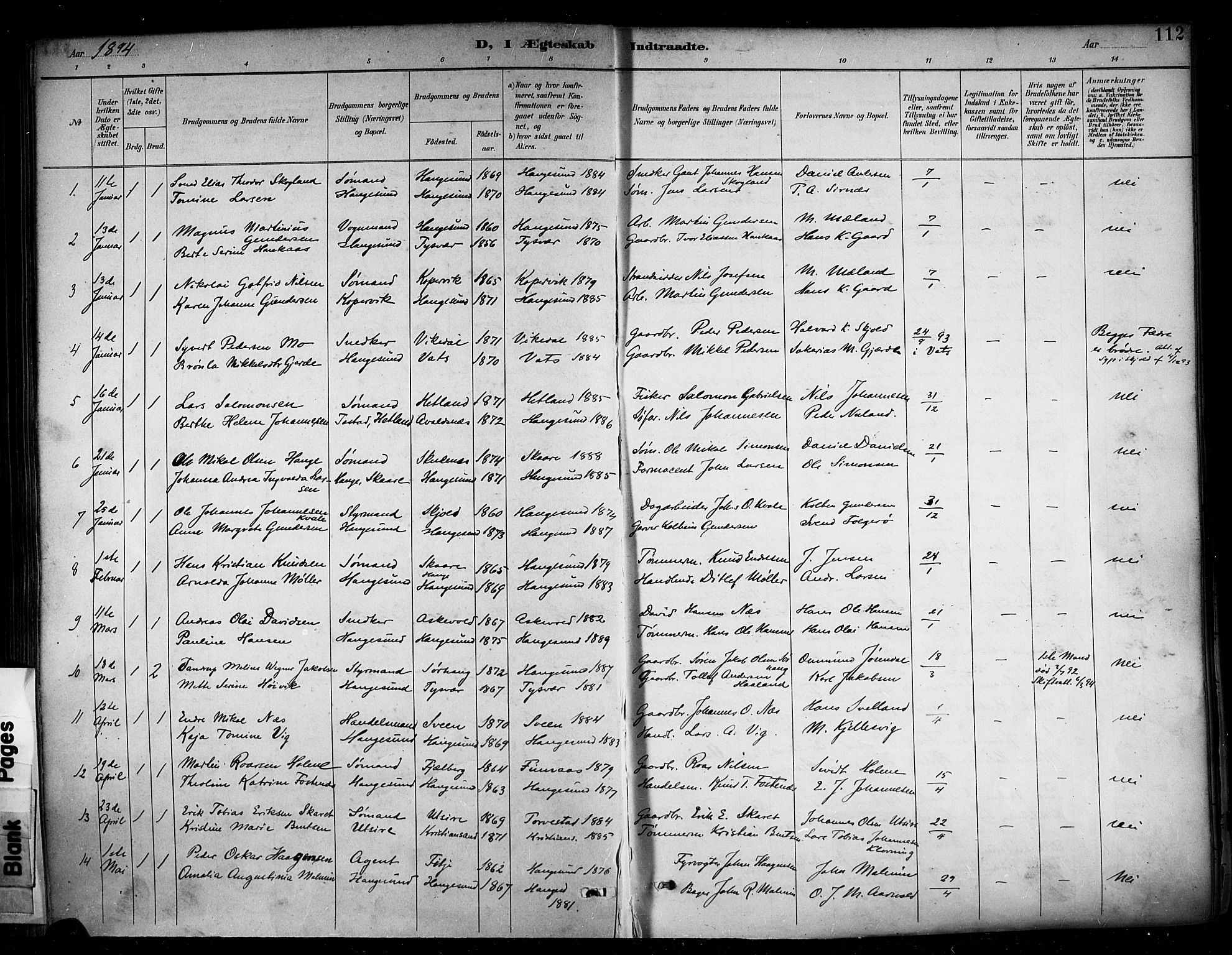 Haugesund sokneprestkontor, AV/SAST-A -101863/H/Ha/Haa/L0005: Parish register (official) no. A 5, 1891-1903, p. 112