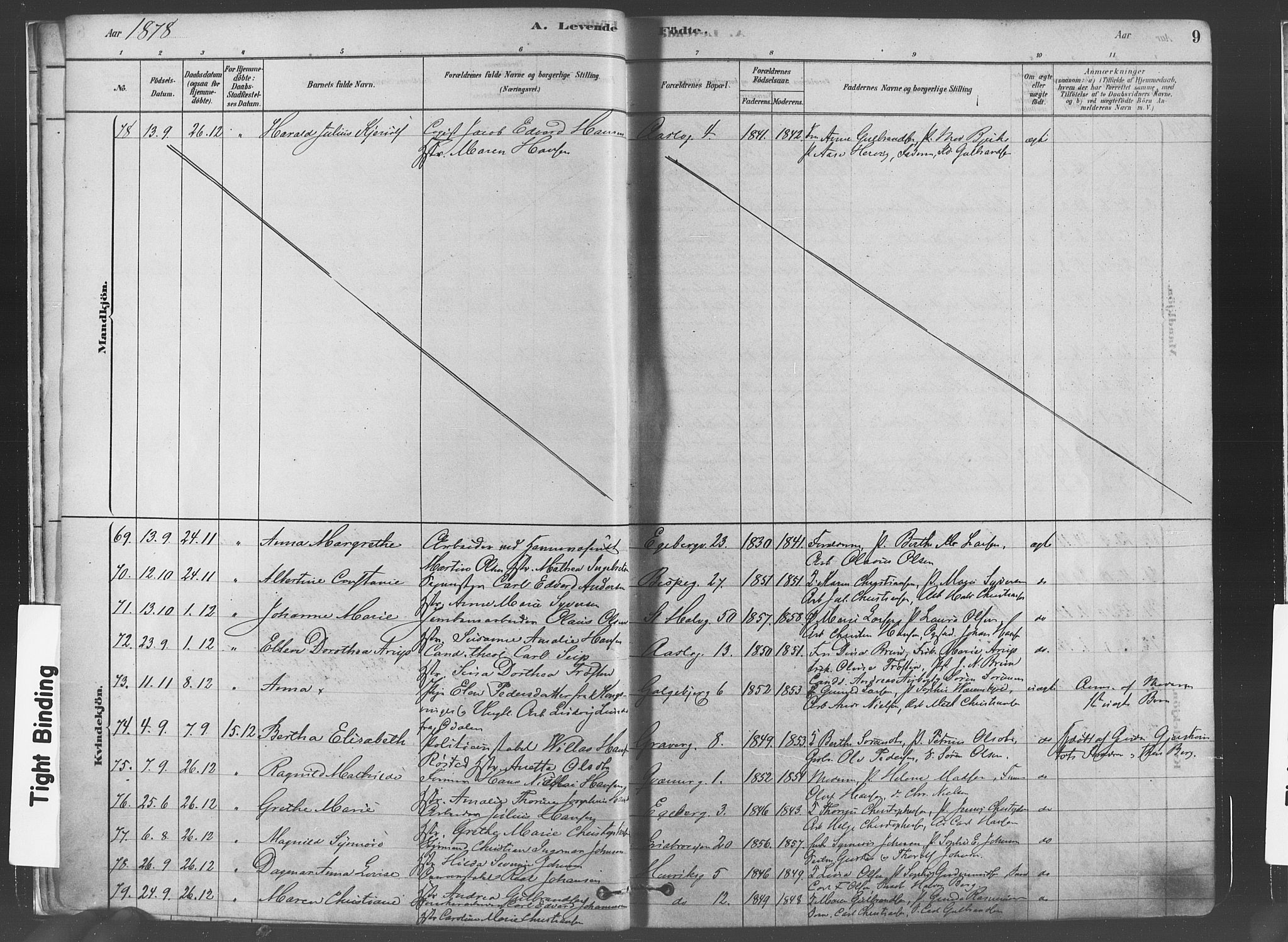 Gamlebyen prestekontor Kirkebøker, AV/SAO-A-10884/F/Fa/L0005: Parish register (official) no. 5, 1878-1889, p. 9