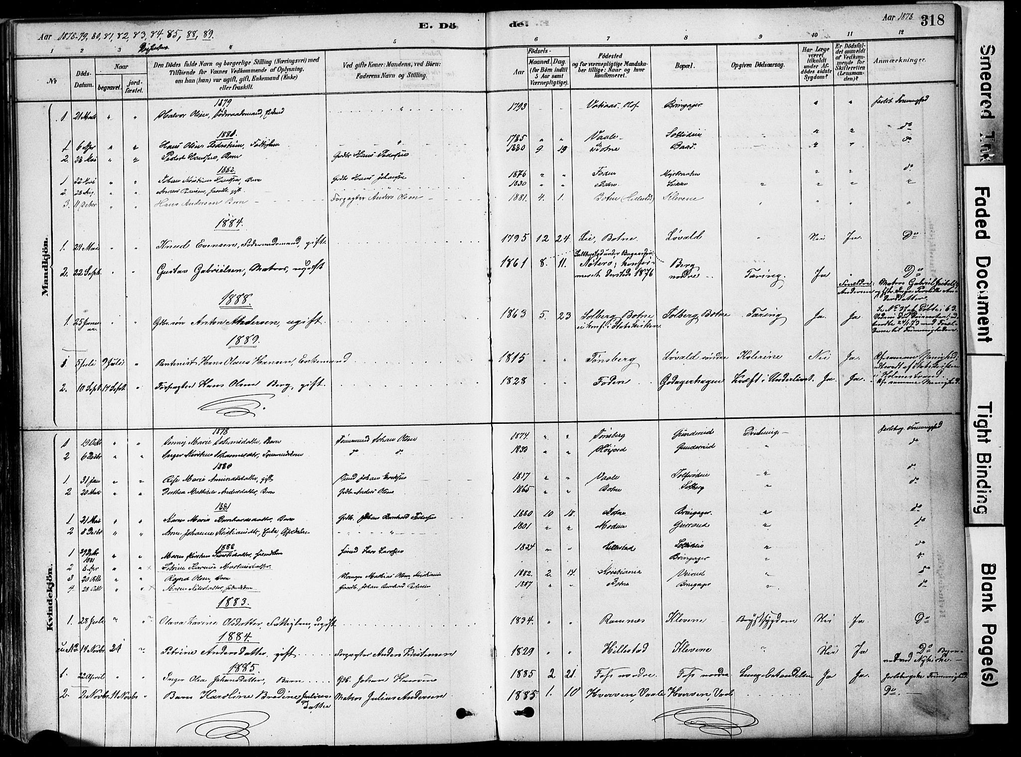 Botne kirkebøker, AV/SAKO-A-340/F/Fa/L0007: Parish register (official) no. I 7, 1878-1910, p. 318