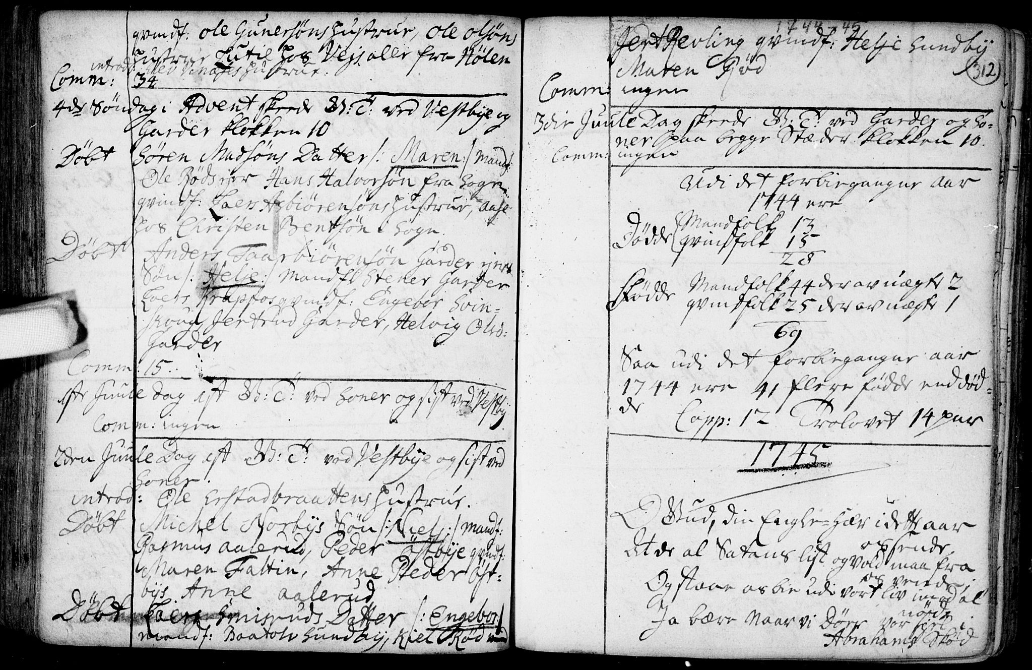 Vestby prestekontor Kirkebøker, AV/SAO-A-10893/F/Fa/L0001.b: Parish register (official) no. I 1B, 1714-1759, p. 312