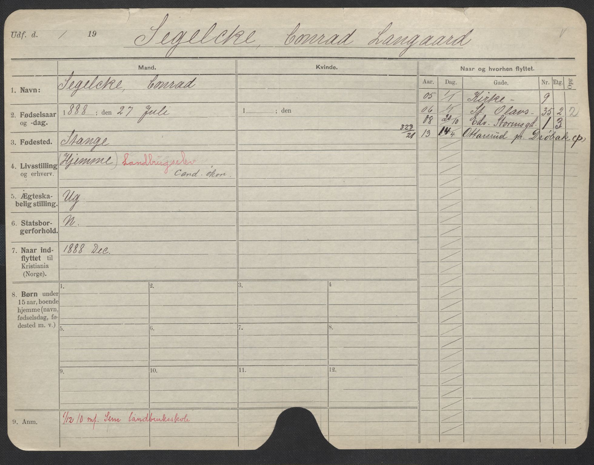Oslo folkeregister, Registerkort, SAO/A-11715/F/Fa/Fac/L0010: Menn, 1906-1914, p. 201a
