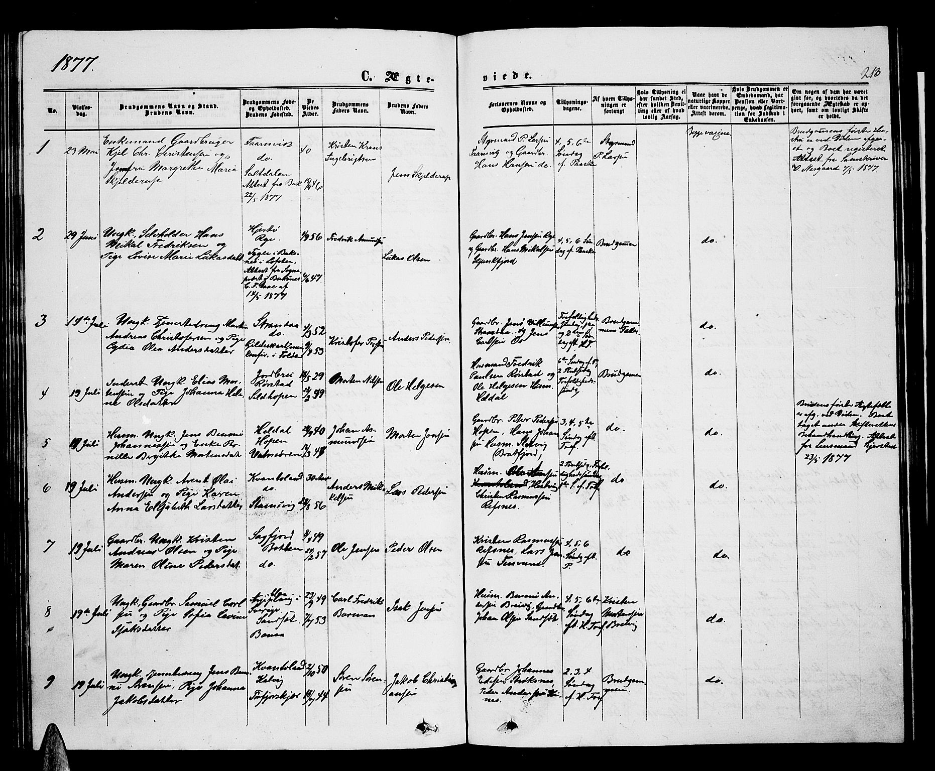 Ministerialprotokoller, klokkerbøker og fødselsregistre - Nordland, AV/SAT-A-1459/853/L0775: Parish register (copy) no. 853C03, 1859-1877, p. 213