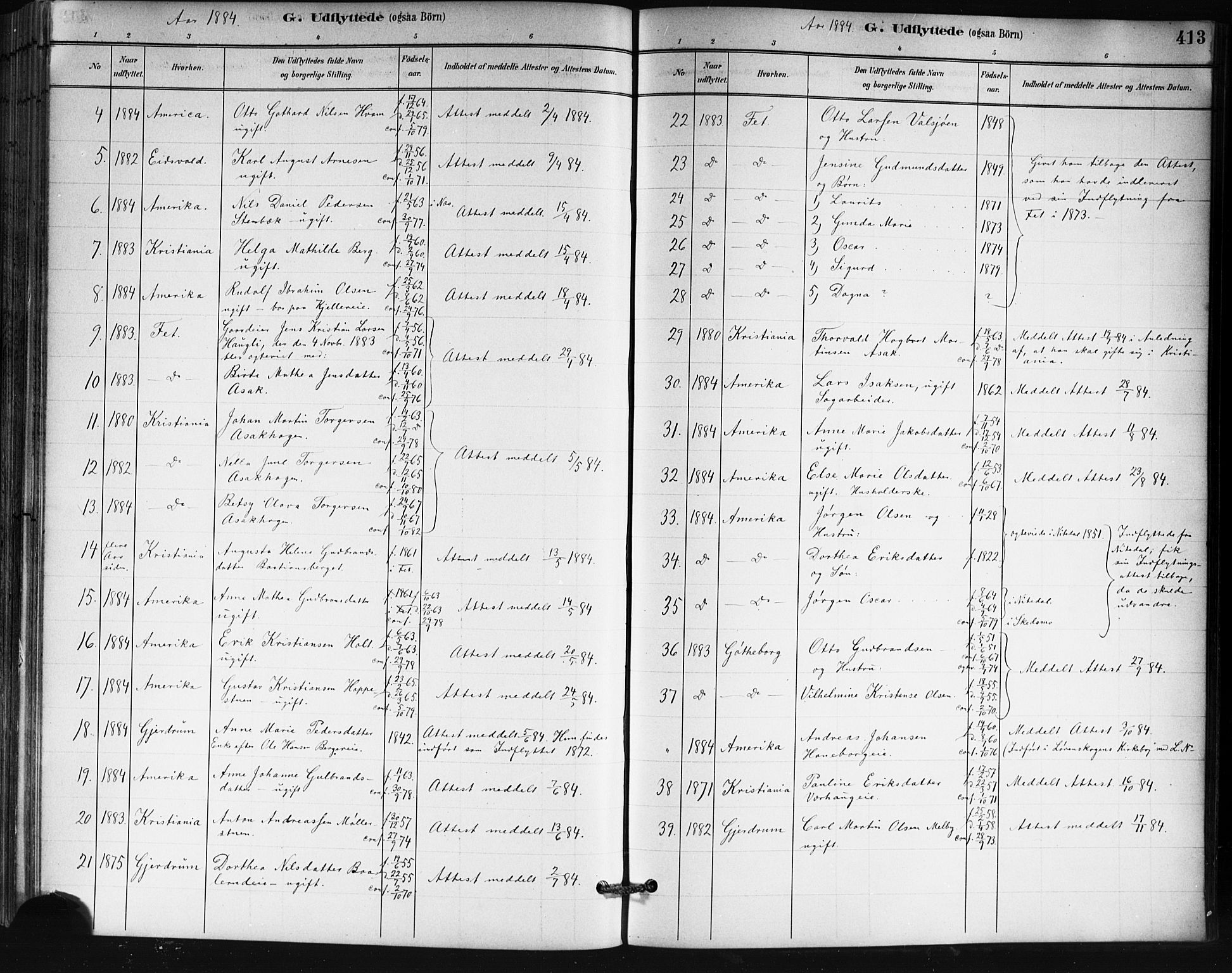 Skedsmo prestekontor Kirkebøker, SAO/A-10033a/G/Ga/L0004: Parish register (copy) no. I 4, 1883-1895, p. 413
