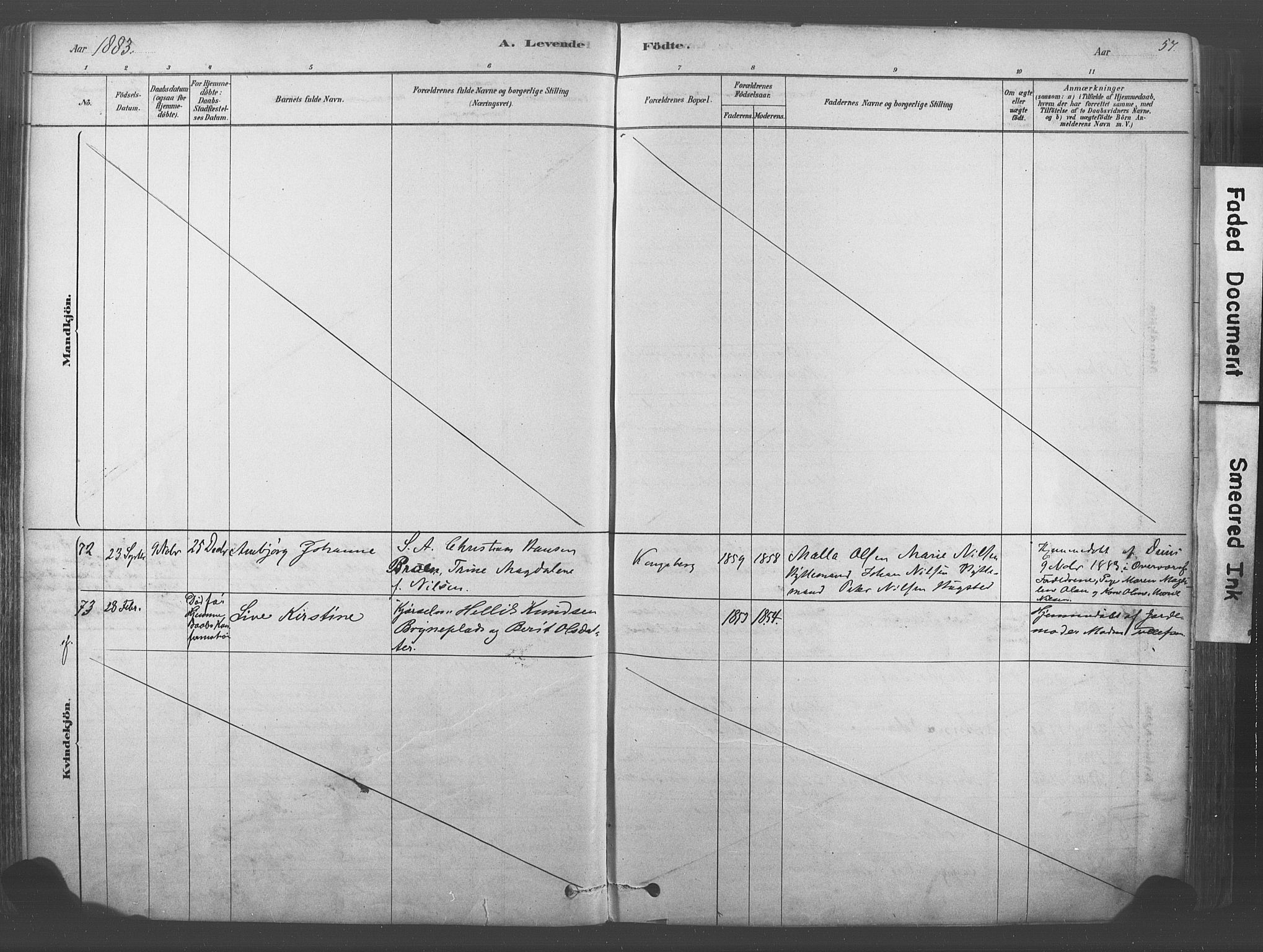 Kongsberg kirkebøker, AV/SAKO-A-22/F/Fb/L0001: Parish register (official) no. II 1, 1878-1886, p. 57