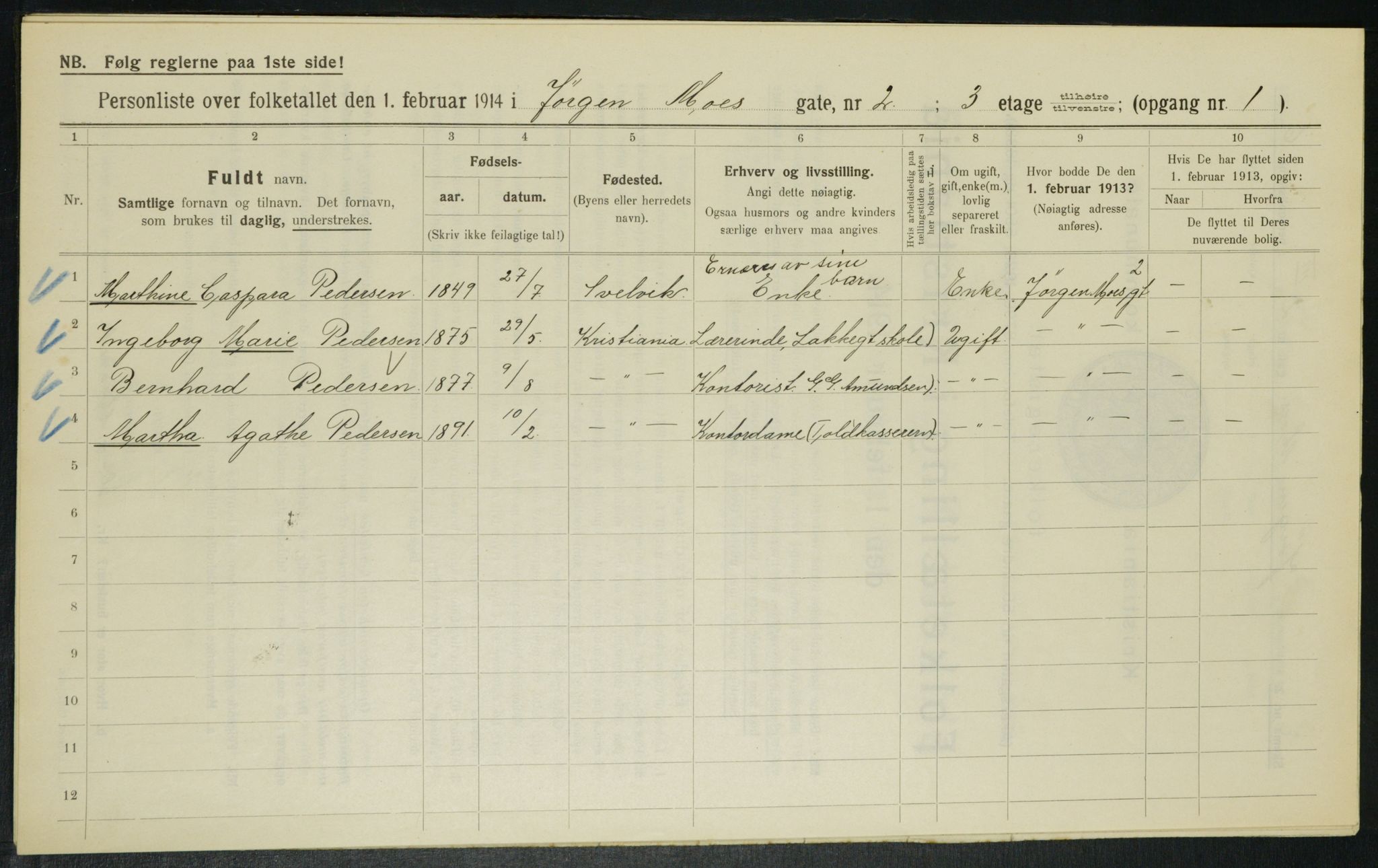 OBA, Municipal Census 1914 for Kristiania, 1914, p. 47706