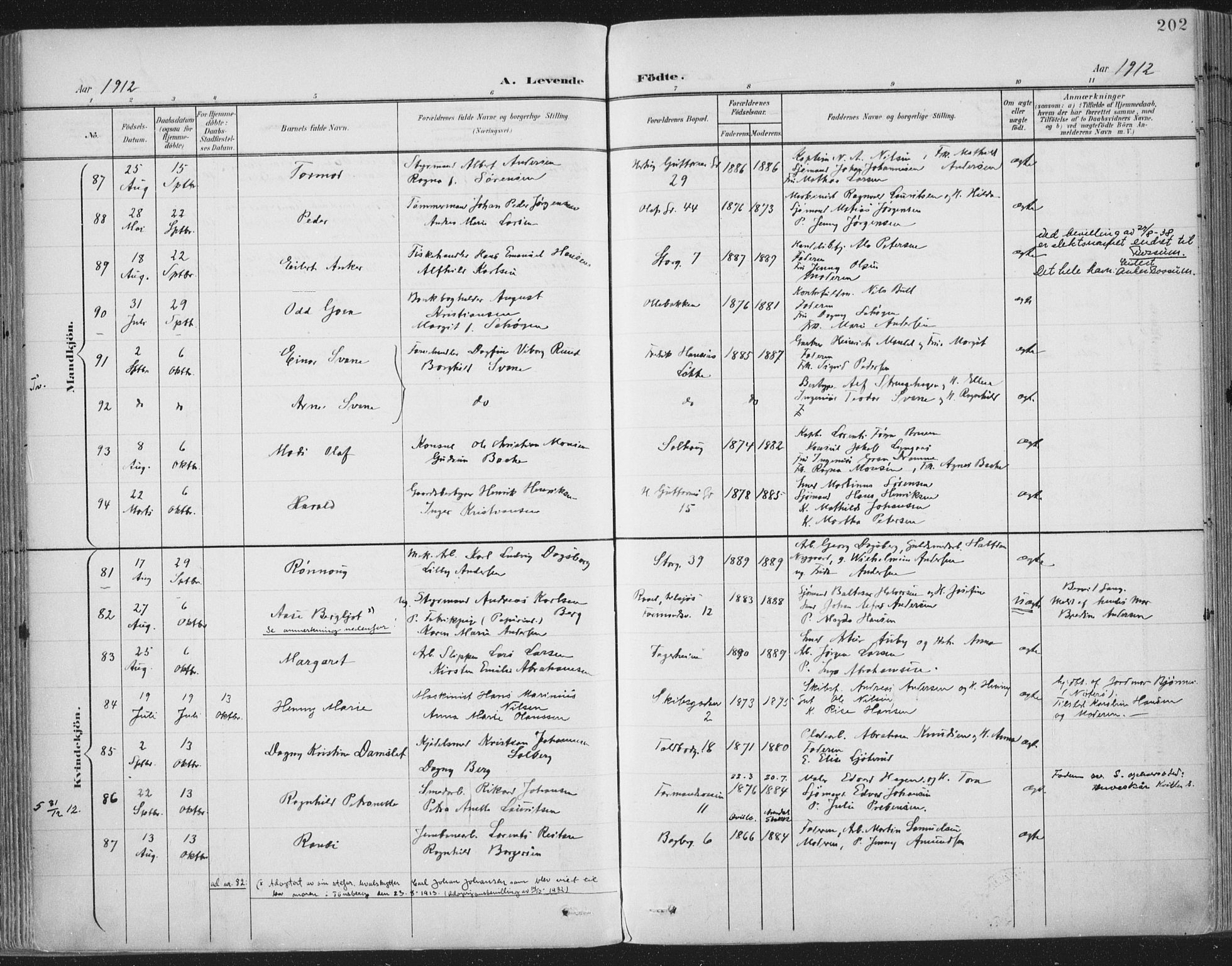 Tønsberg kirkebøker, SAKO/A-330/F/Fa/L0014: Parish register (official) no. I 14, 1900-1913, p. 202