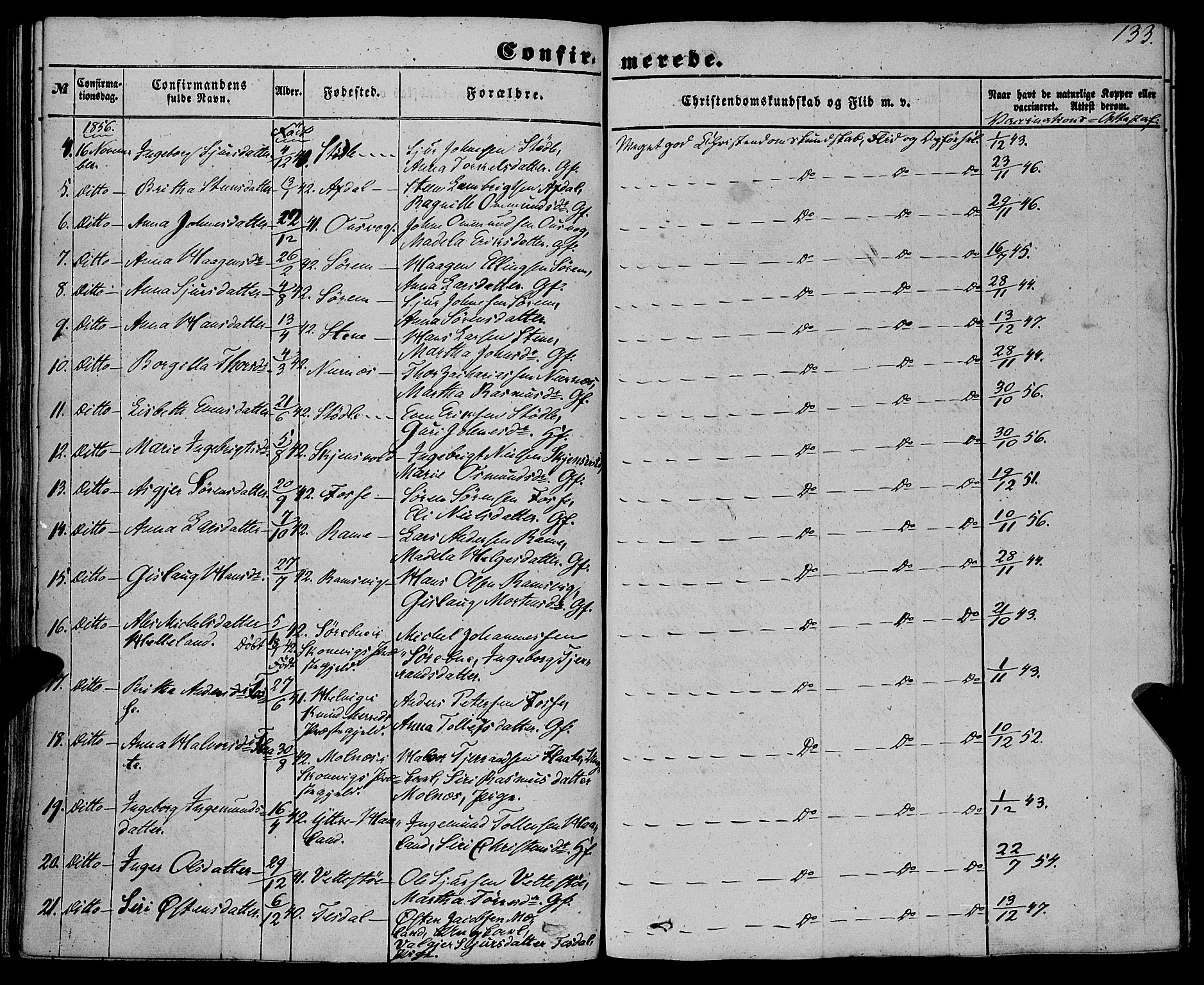 Etne sokneprestembete, SAB/A-75001/H/Haa: Parish register (official) no. A 8, 1848-1862, p. 133