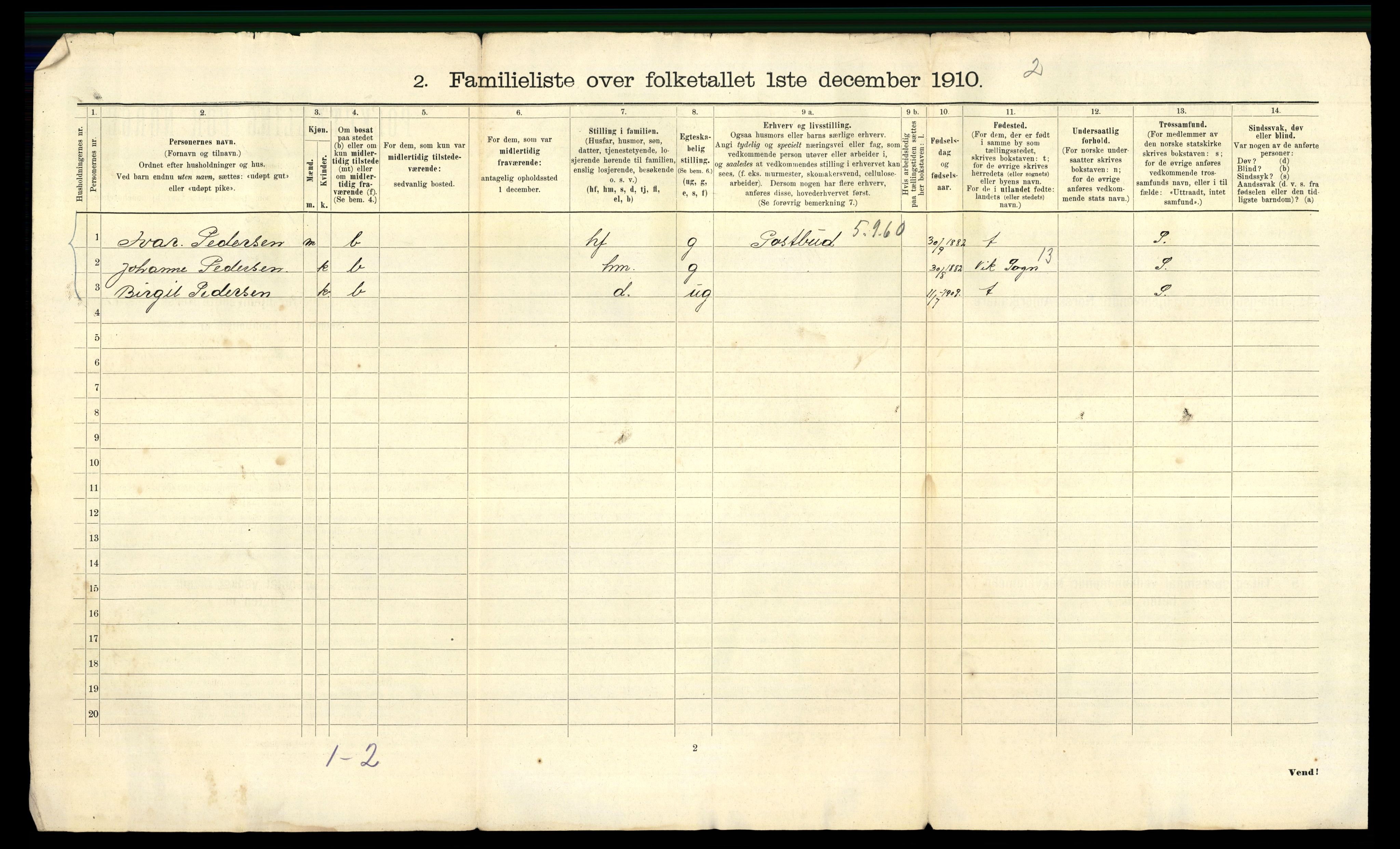 RA, 1910 census for Bergen, 1910, p. 2604