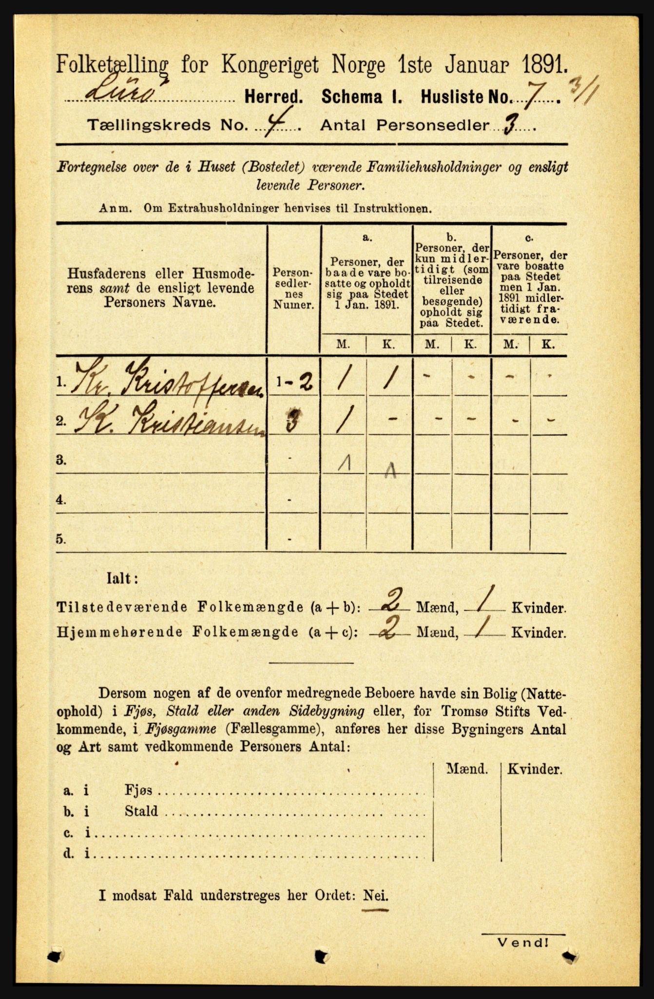 RA, 1891 census for 1834 Lurøy, 1891, p. 1944