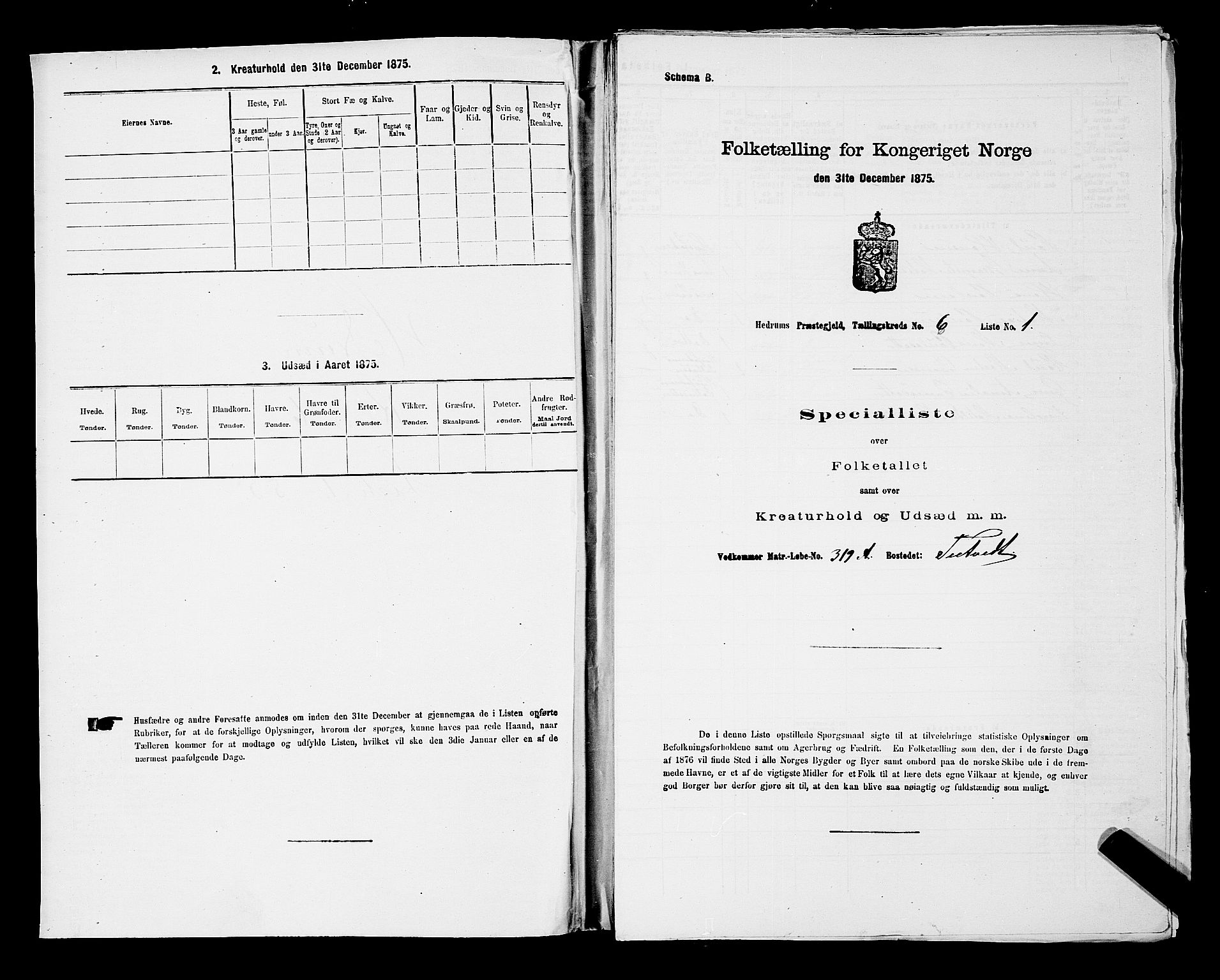 SAKO, 1875 census for 0727P Hedrum, 1875, p. 535