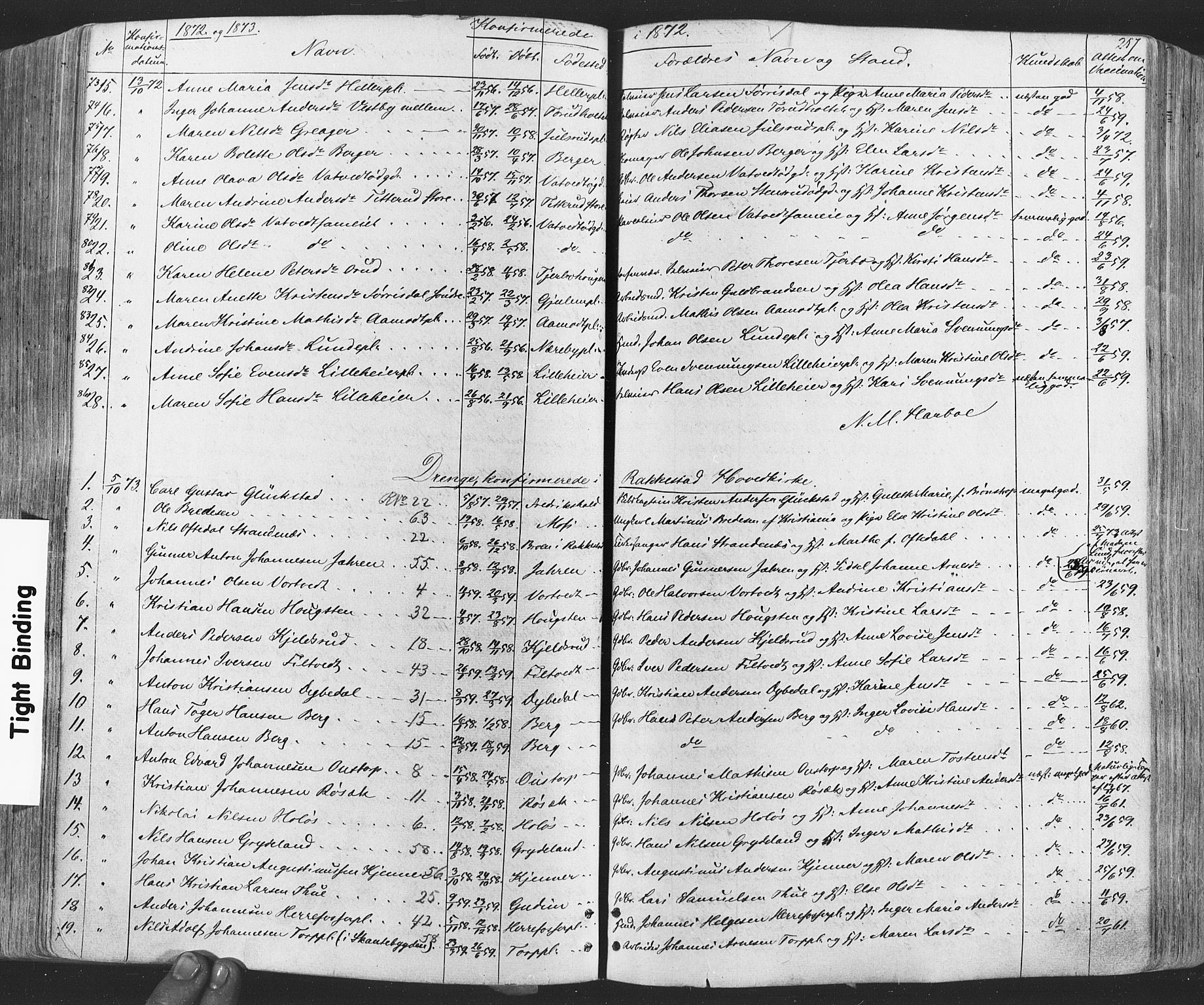 Rakkestad prestekontor Kirkebøker, SAO/A-2008/F/Fa/L0011: Parish register (official) no. I 11, 1862-1877, p. 257