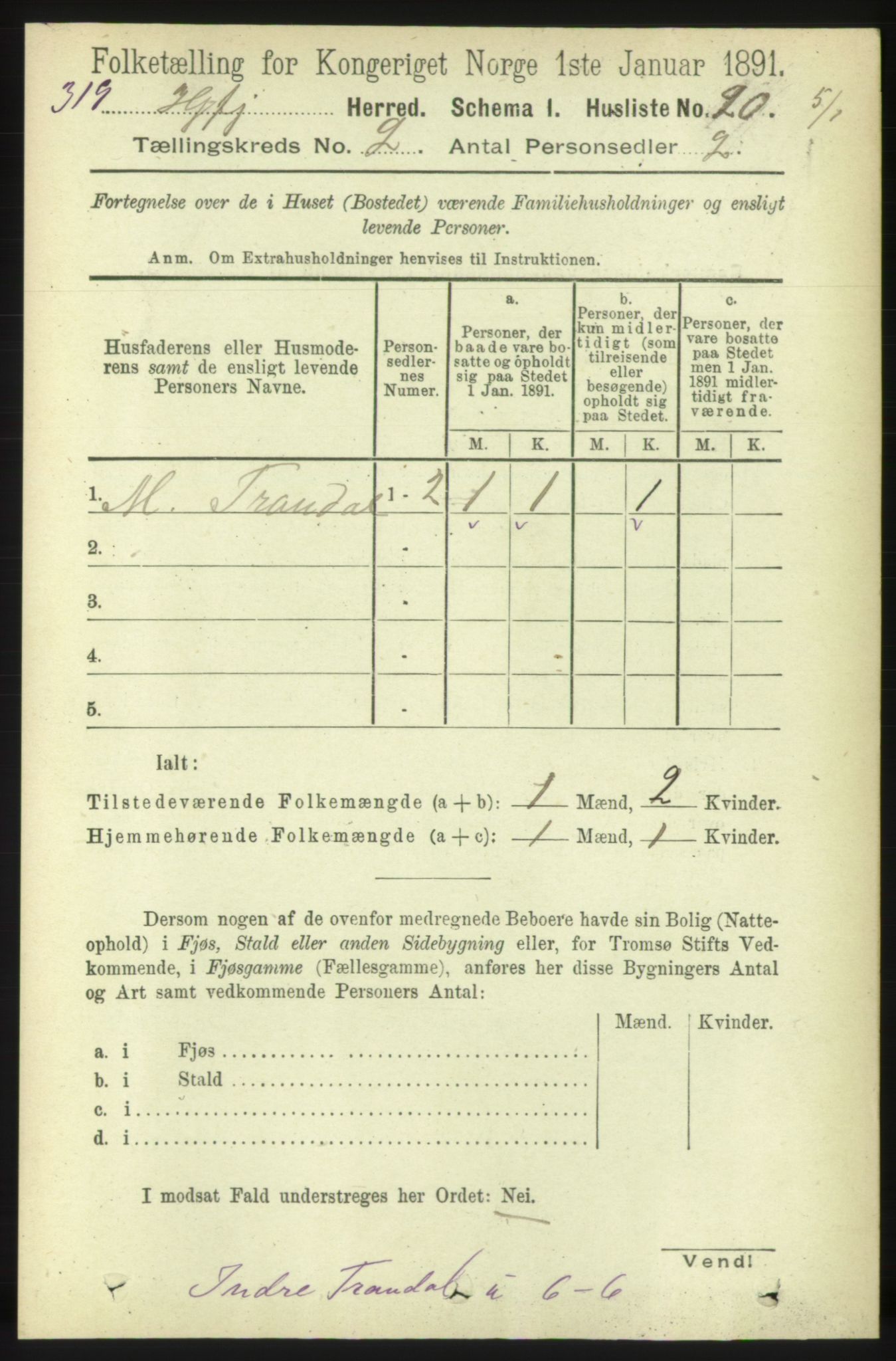 RA, 1891 census for 1522 Hjørundfjord, 1891, p. 234