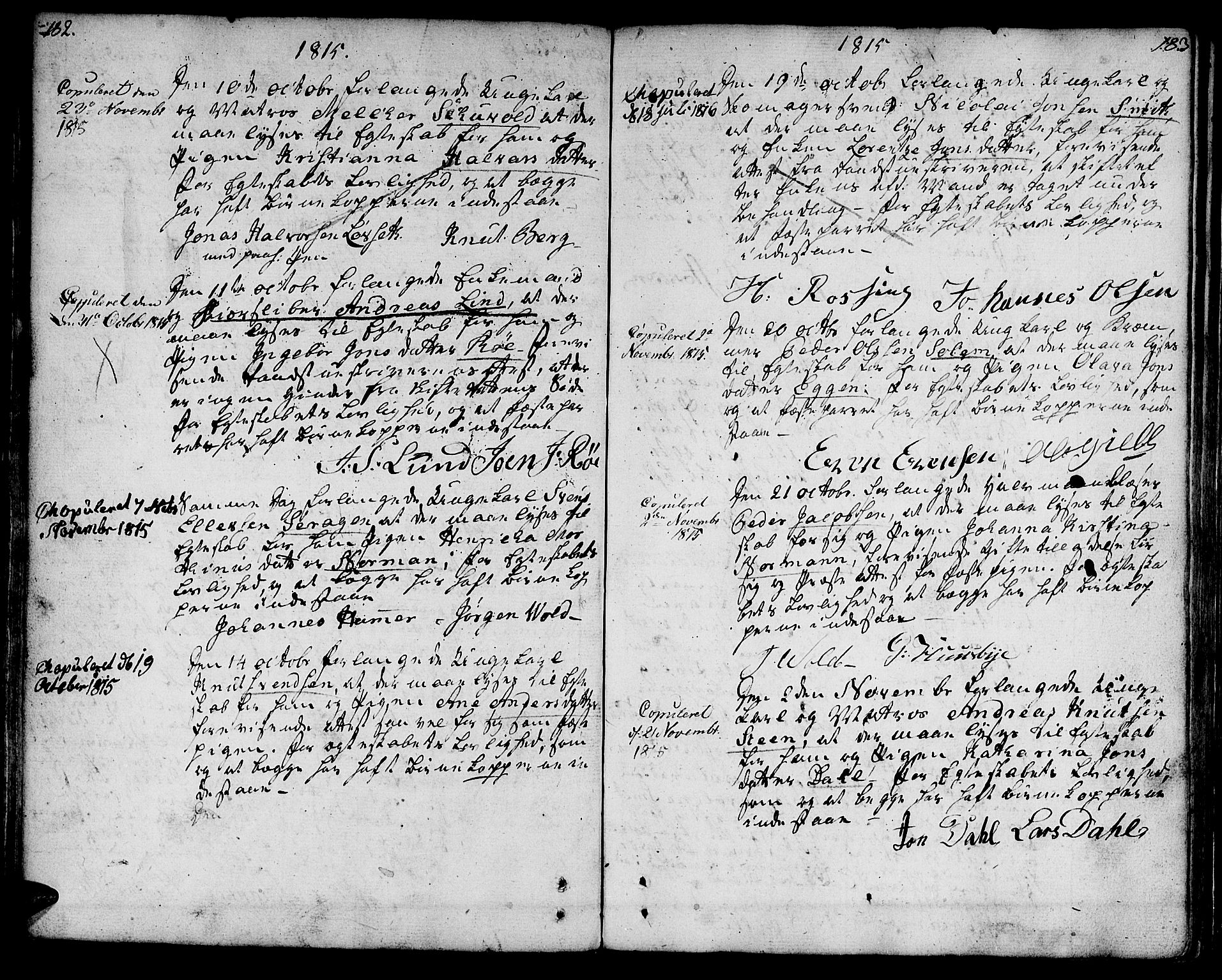 Ministerialprotokoller, klokkerbøker og fødselsregistre - Sør-Trøndelag, AV/SAT-A-1456/601/L0042: Parish register (official) no. 601A10, 1802-1830, p. 182-183