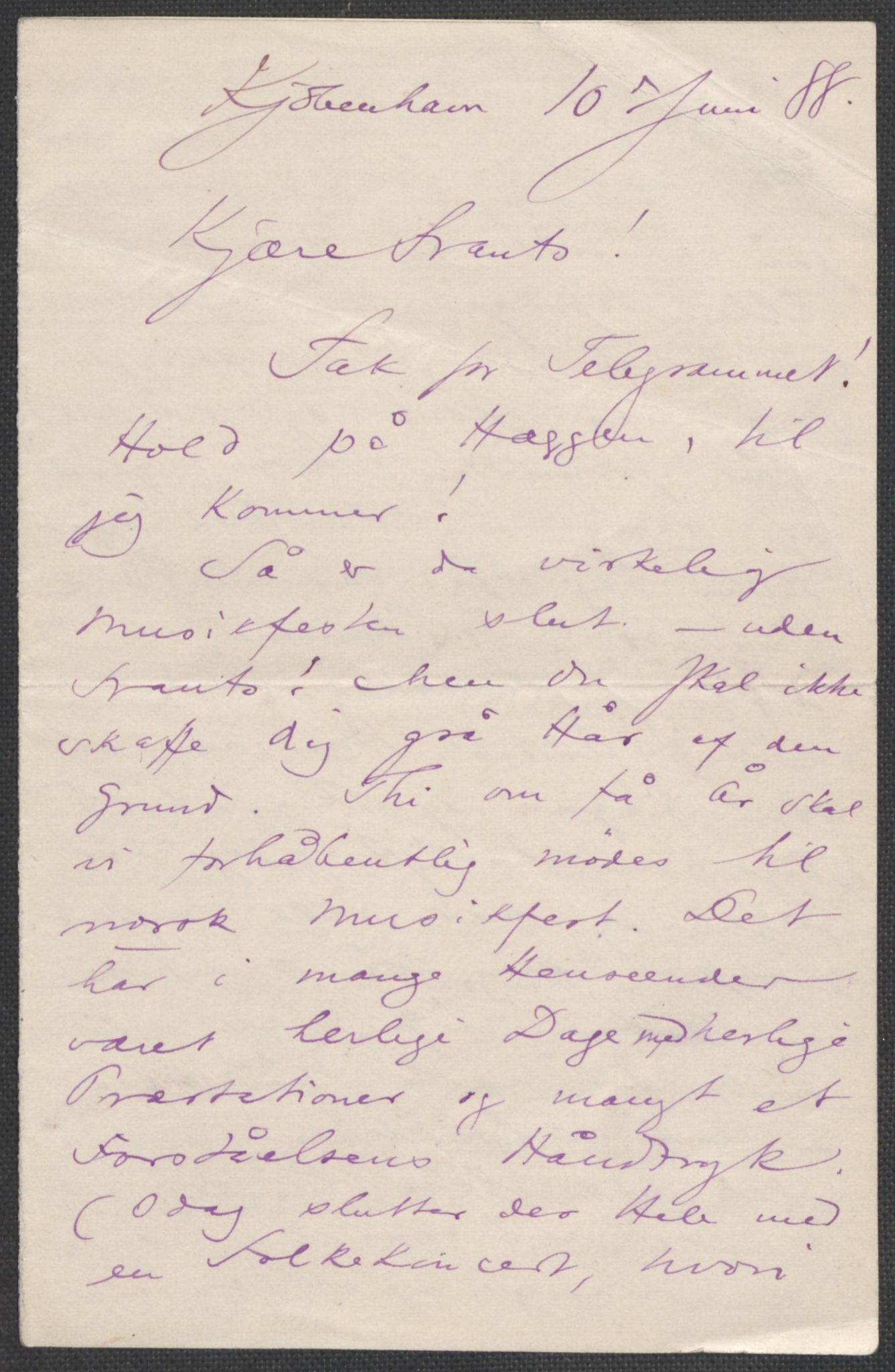 Beyer, Frants, AV/RA-PA-0132/F/L0001: Brev fra Edvard Grieg til Frantz Beyer og "En del optegnelser som kan tjene til kommentar til brevene" av Marie Beyer, 1872-1907, p. 288