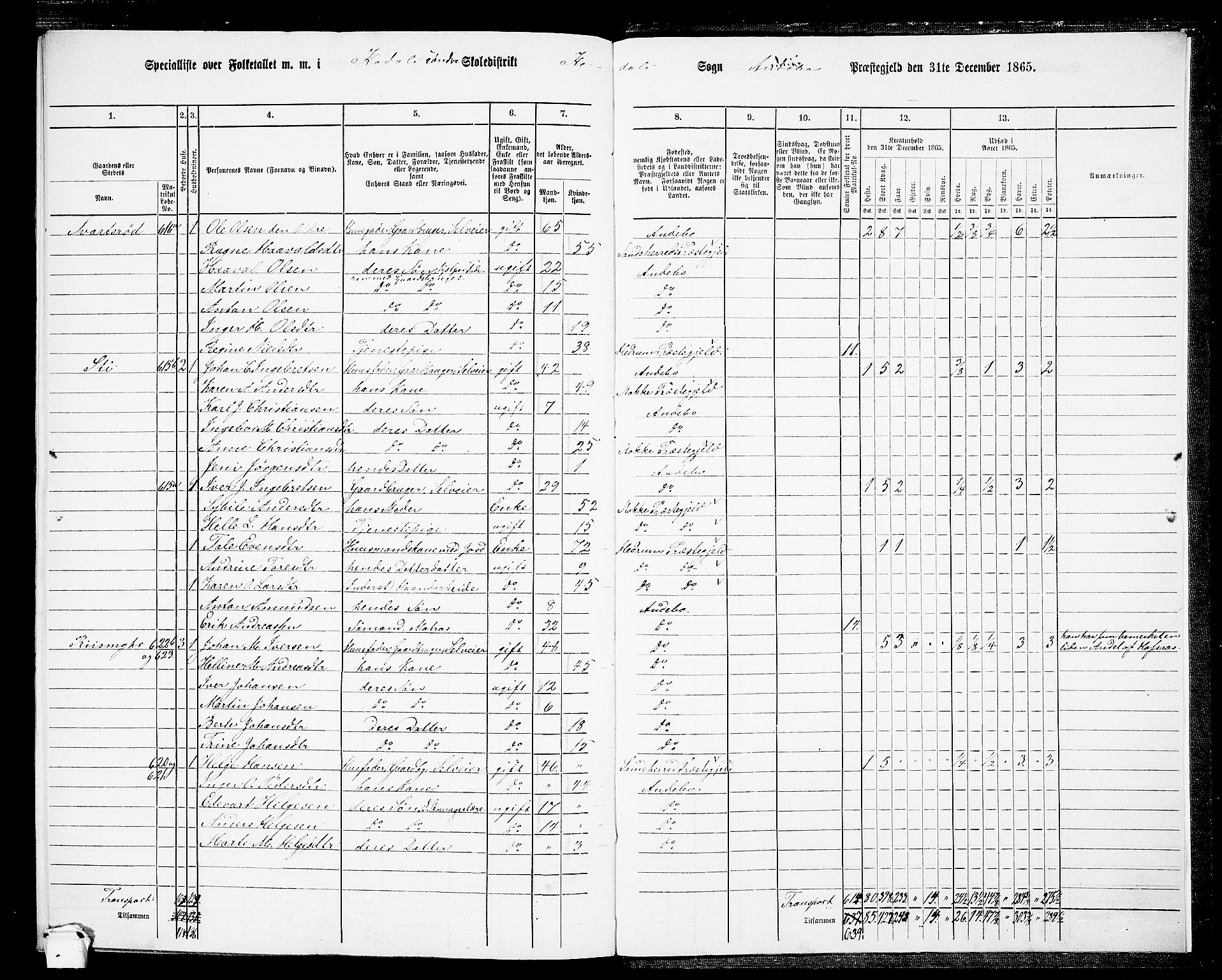 RA, 1865 census for Andebu, 1865, p. 118
