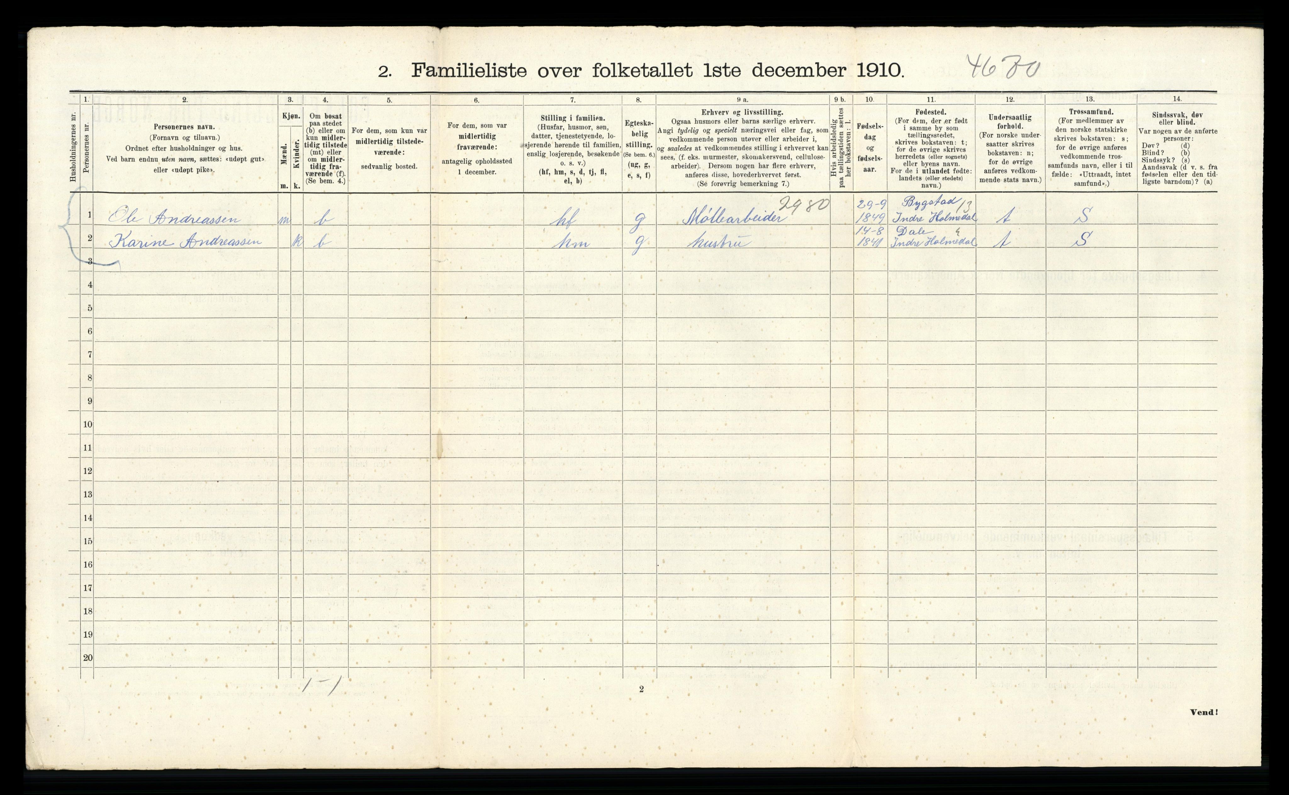 RA, 1910 census for Bergen, 1910, p. 36760