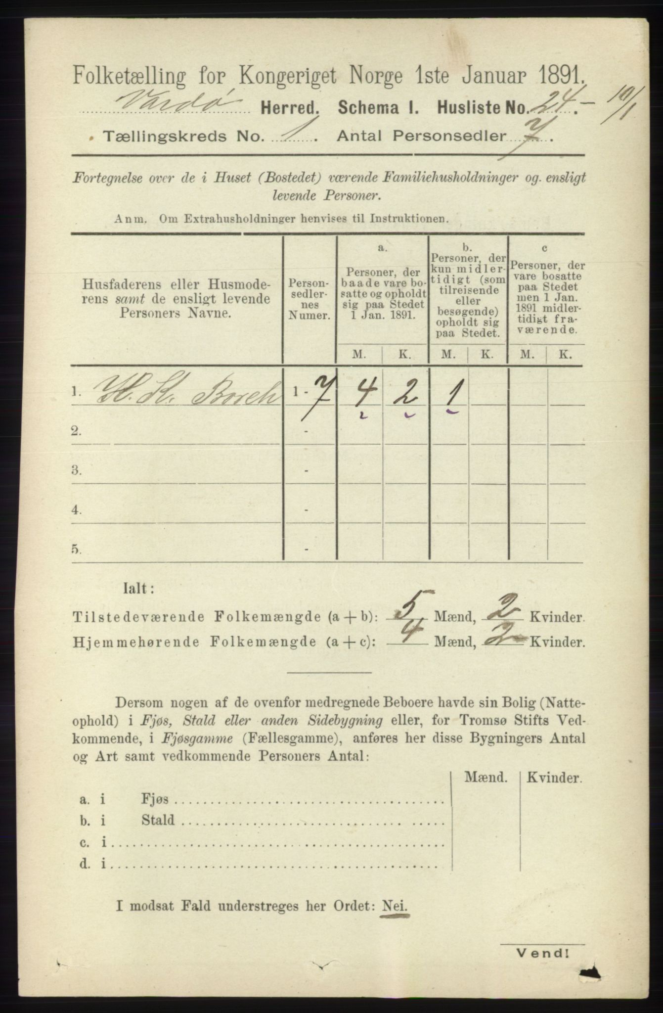 RA, 1891 census for 2028 Vardø, 1891, p. 39