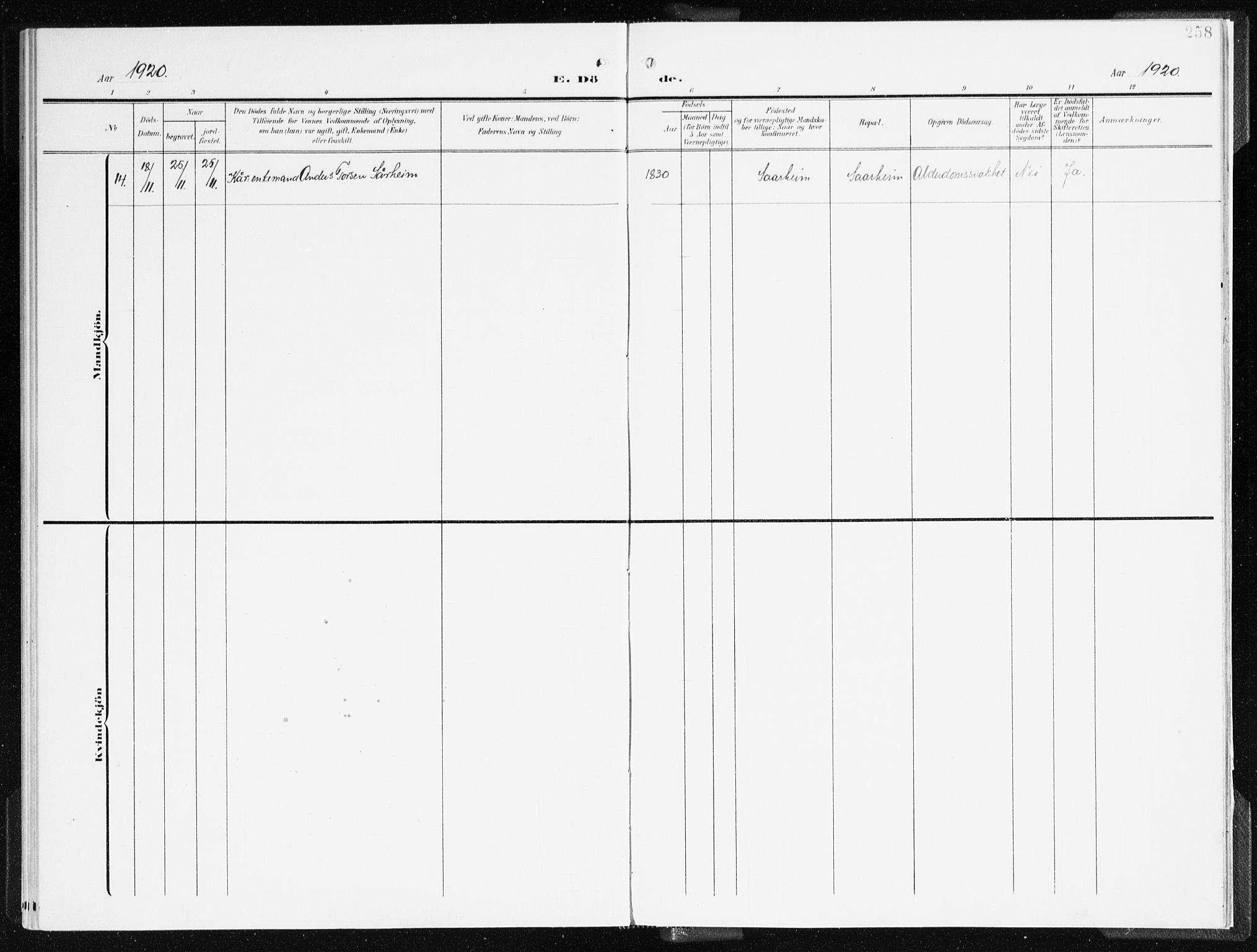 Gloppen sokneprestembete, AV/SAB-A-80101/H/Haa/Haac/L0003: Parish register (official) no. C 3, 1904-1921, p. 258