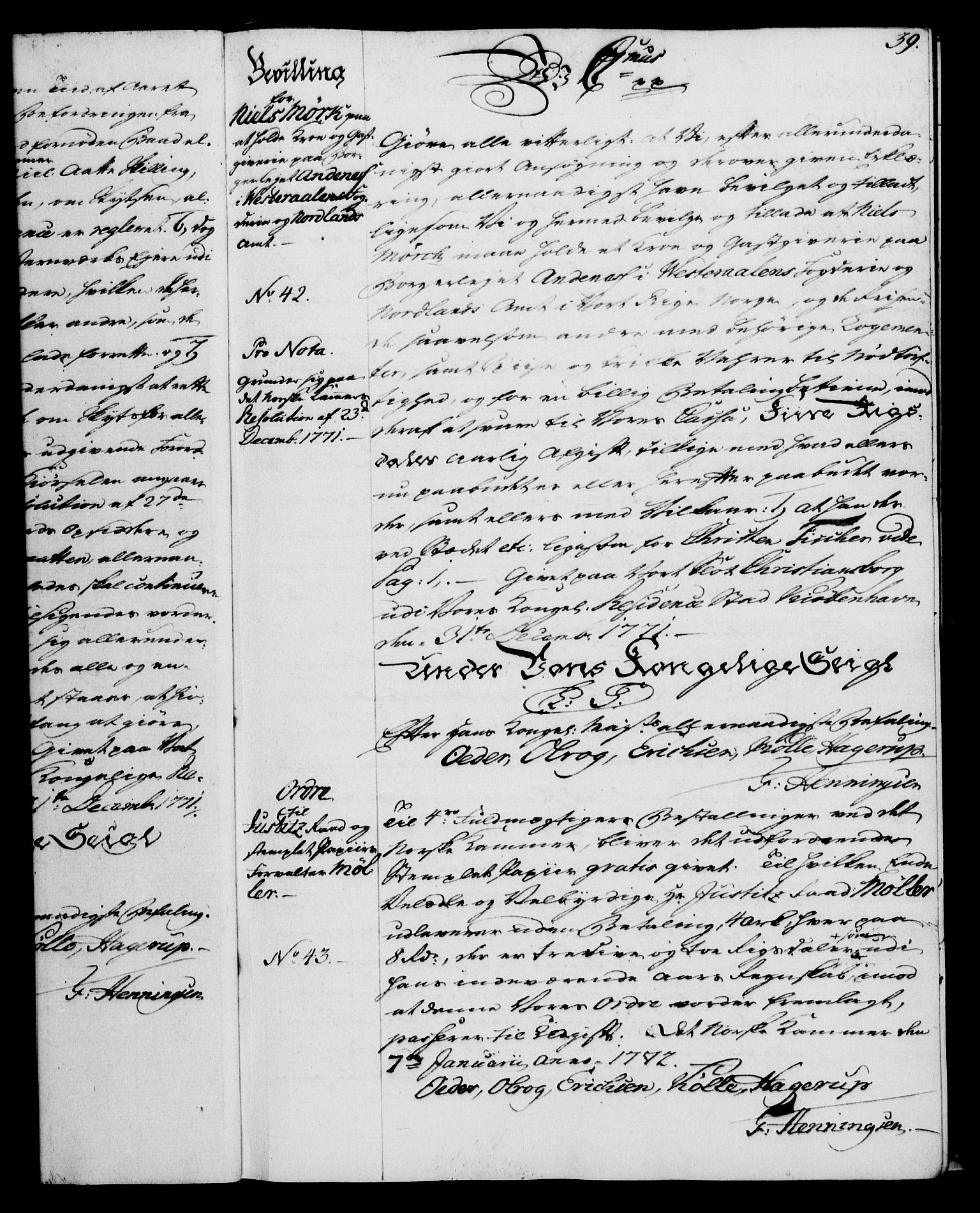 Rentekammeret, Kammerkanselliet, RA/EA-3111/G/Gg/Gga/L0009: Norsk ekspedisjonsprotokoll med register (merket RK 53.9), 1771-1773, p. 39
