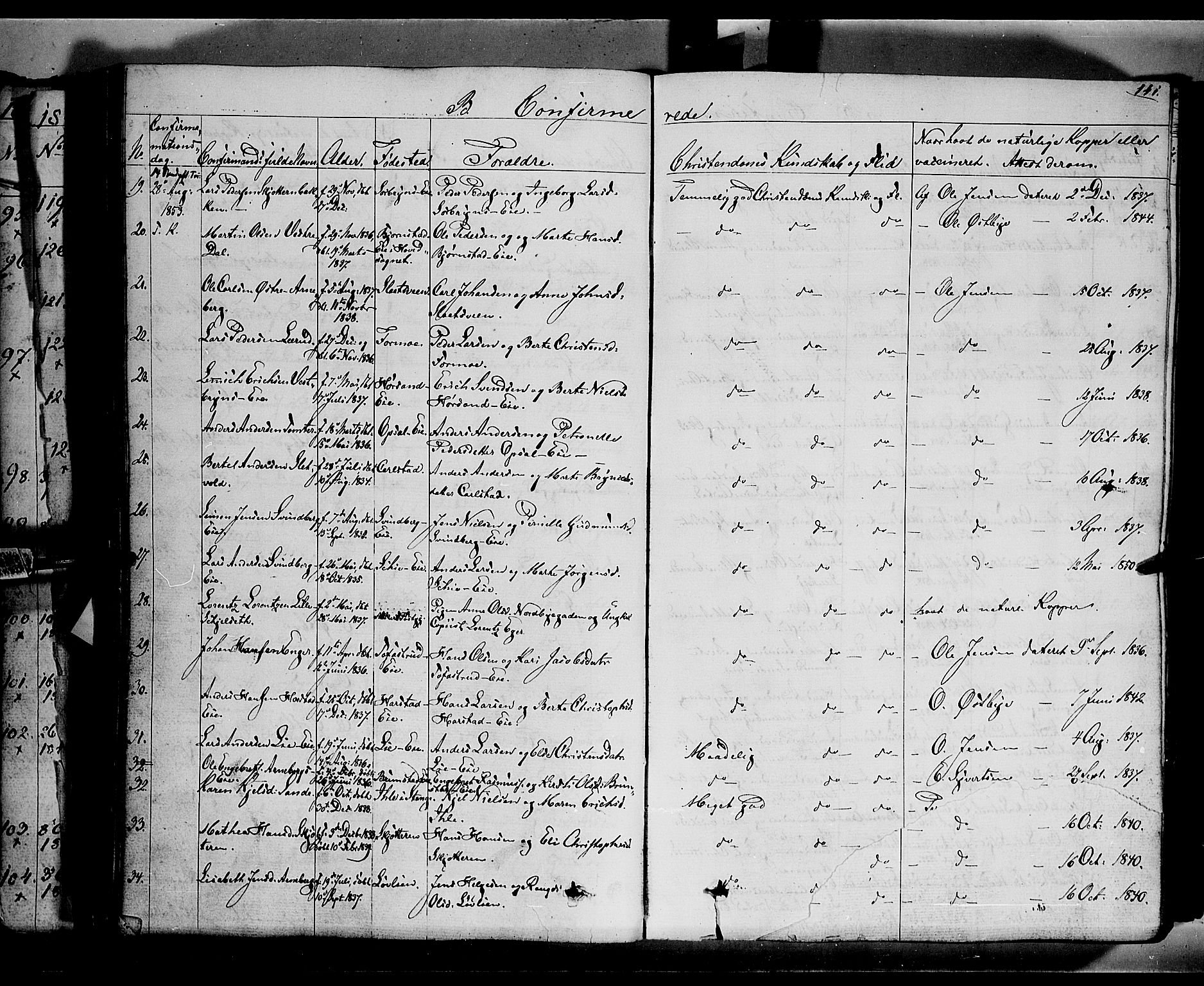 Romedal prestekontor, AV/SAH-PREST-004/K/L0004: Parish register (official) no. 4, 1847-1861, p. 141