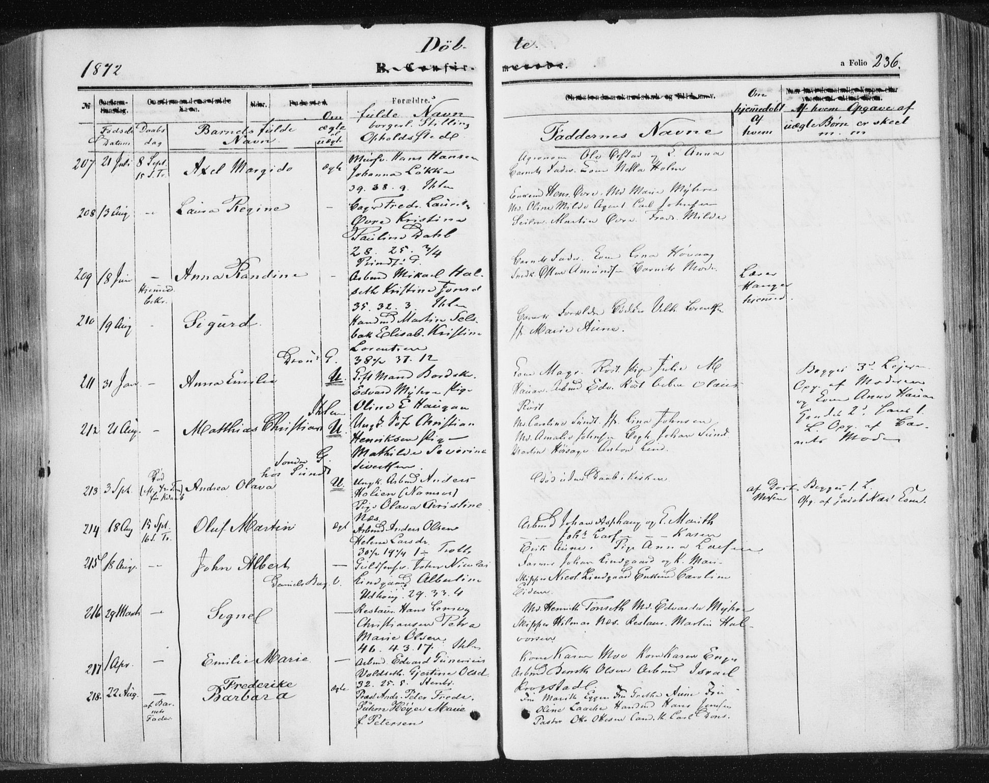 Ministerialprotokoller, klokkerbøker og fødselsregistre - Sør-Trøndelag, SAT/A-1456/602/L0115: Parish register (official) no. 602A13, 1860-1872, p. 236