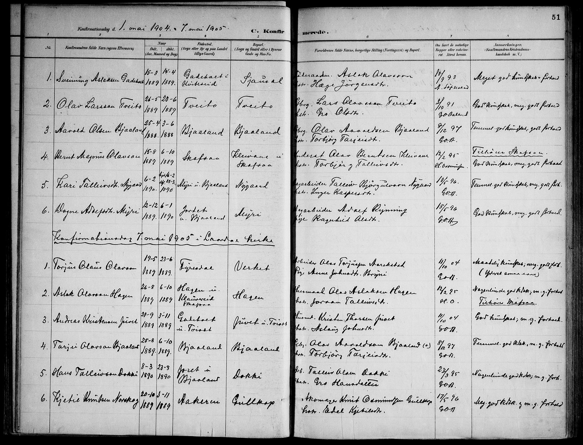 Lårdal kirkebøker, SAKO/A-284/F/Fa/L0007: Parish register (official) no. I 7, 1887-1906, p. 51
