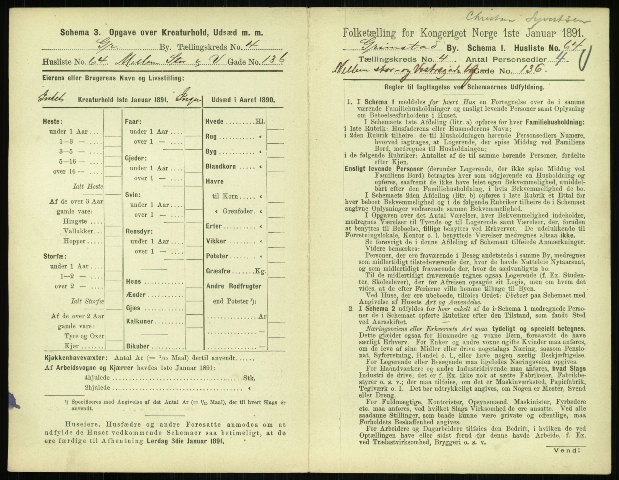 RA, 1891 census for 0904 Grimstad, 1891, p. 560