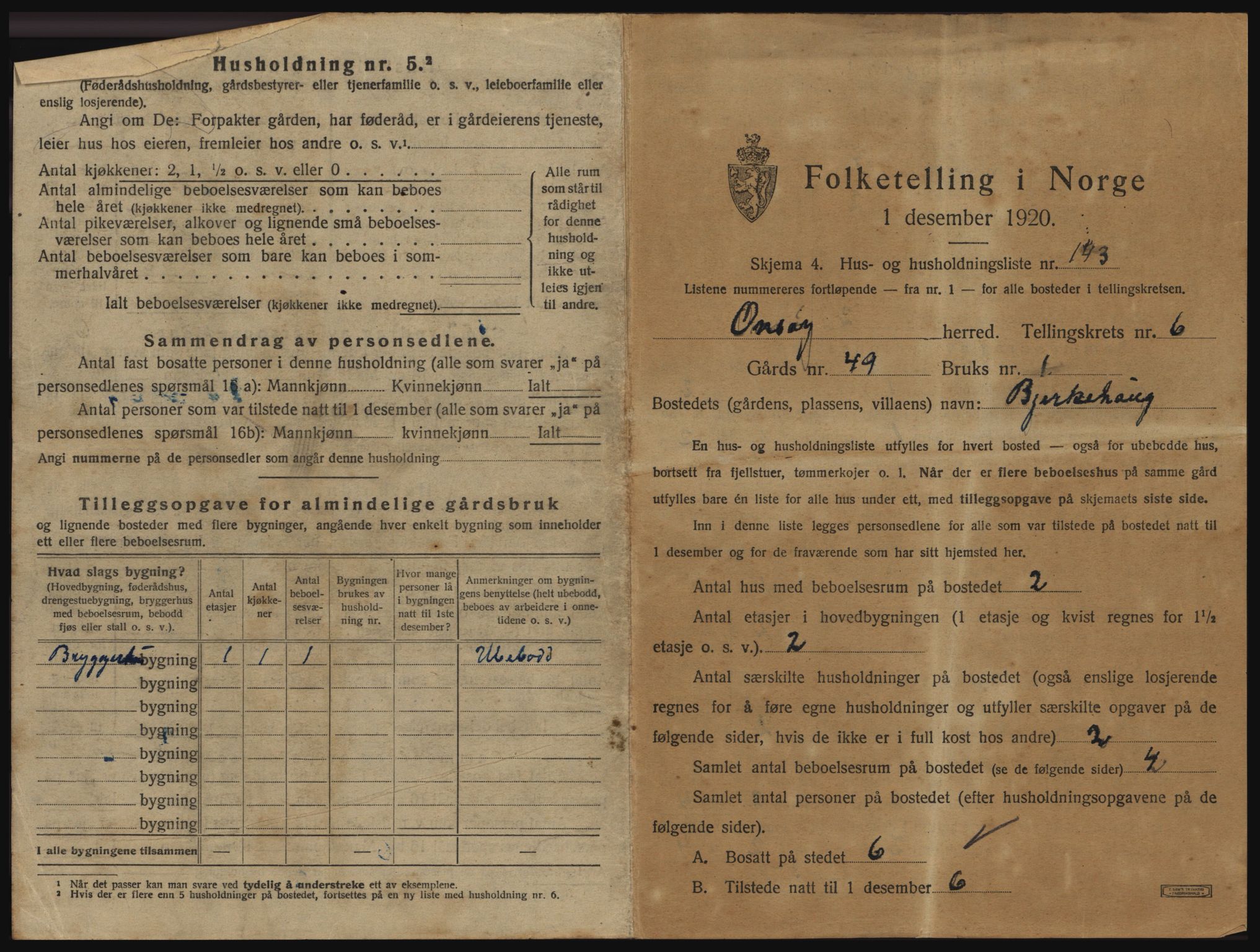 SAO, 1920 census for Onsøy, 1920, p. 1214