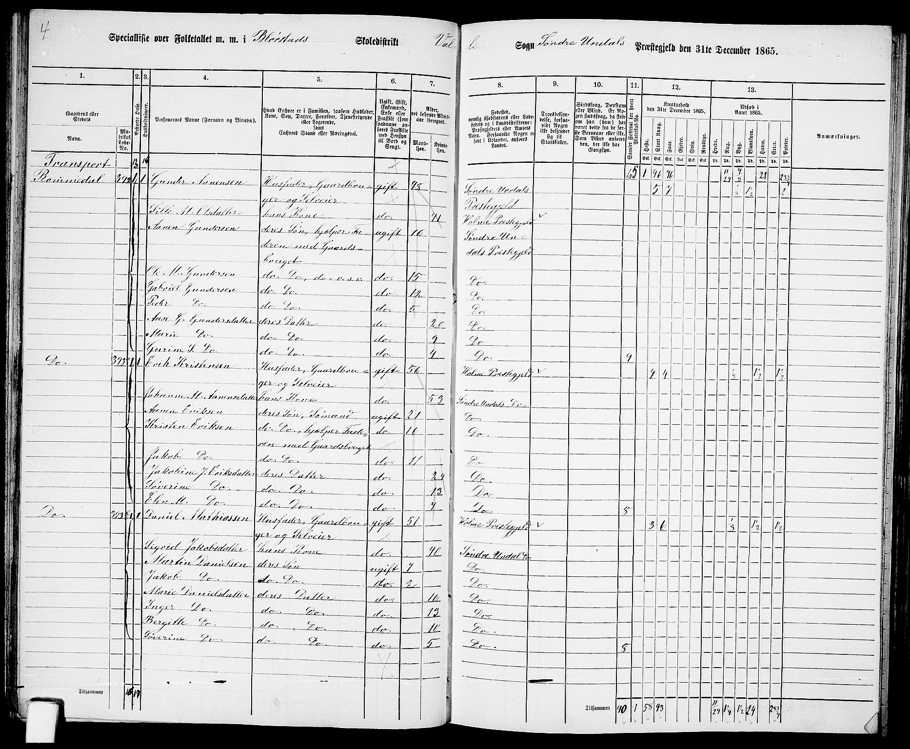 RA, 1865 census for Sør-Audnedal, 1865, p. 58