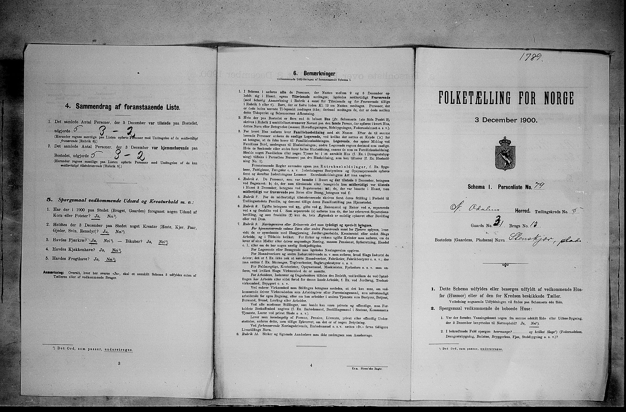 SAH, 1900 census for Nord-Odal, 1900, p. 608