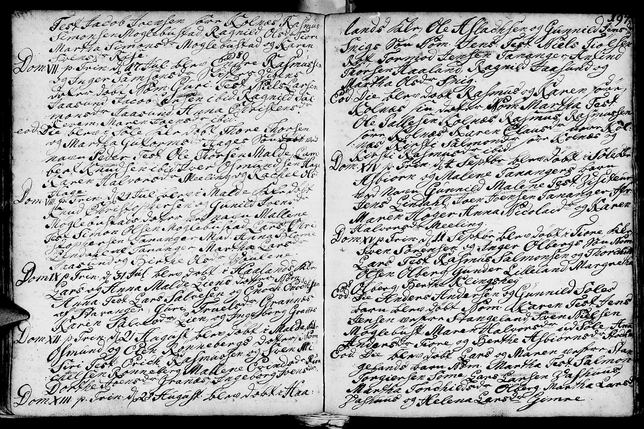 Håland sokneprestkontor, AV/SAST-A-101802/001/30BA/L0002: Parish register (official) no. A 2, 1722-1794, p. 197