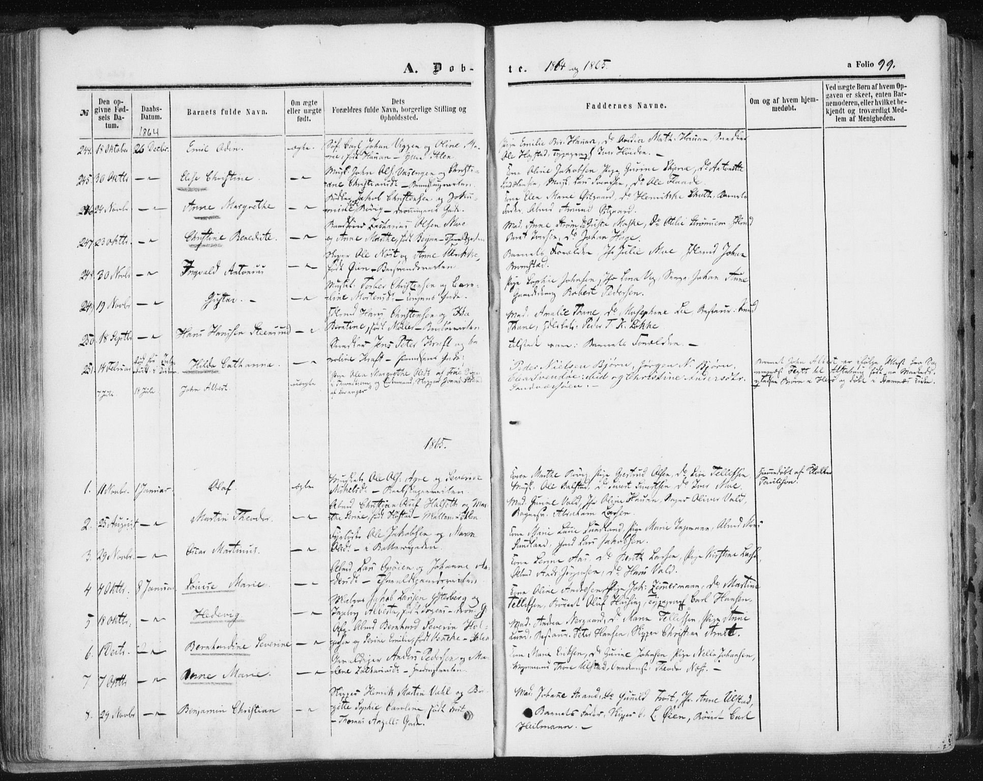 Ministerialprotokoller, klokkerbøker og fødselsregistre - Sør-Trøndelag, SAT/A-1456/602/L0115: Parish register (official) no. 602A13, 1860-1872, p. 99