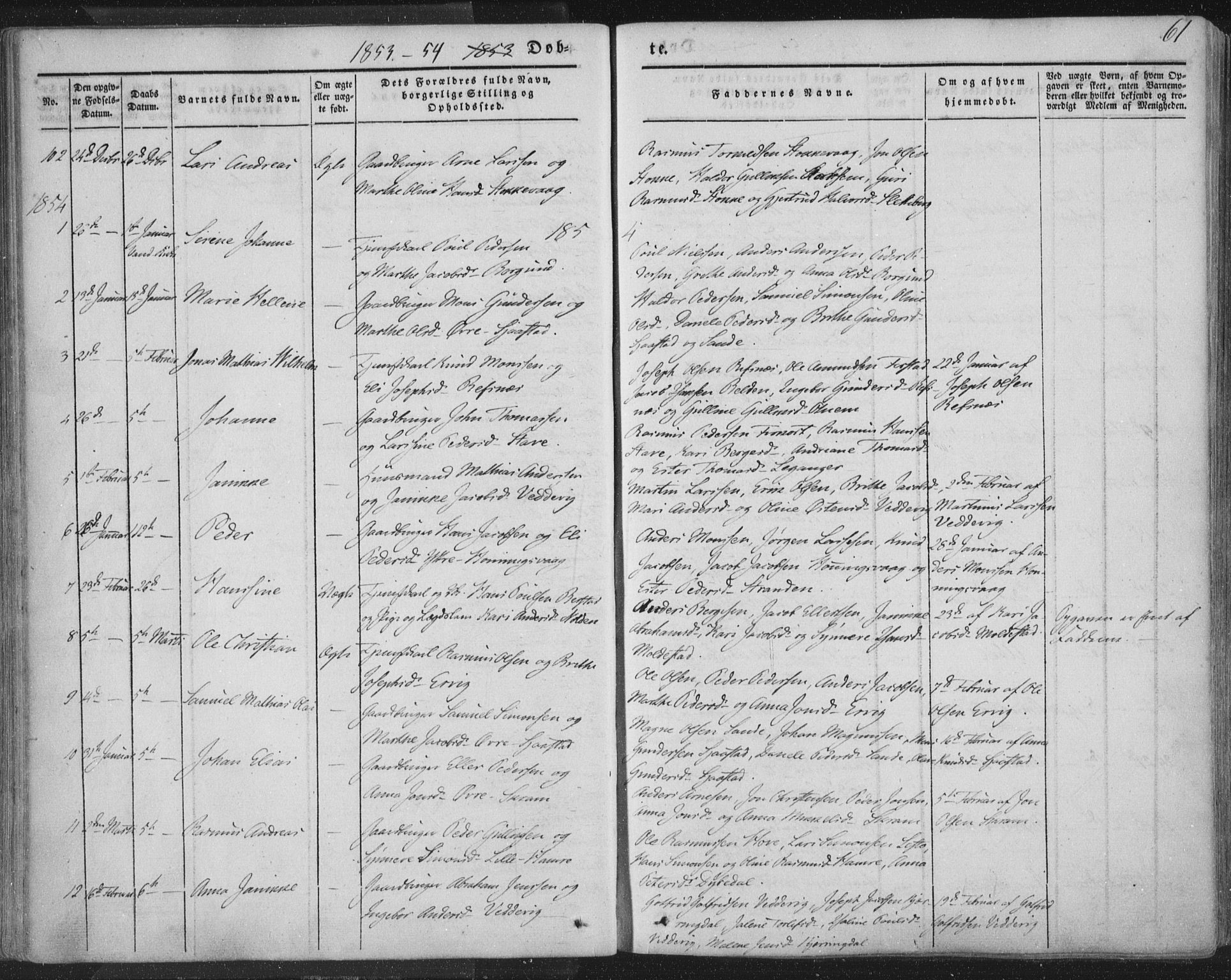 Selje sokneprestembete, AV/SAB-A-99938/H/Ha/Haa/Haaa: Parish register (official) no. A 10, 1844-1858, p. 61