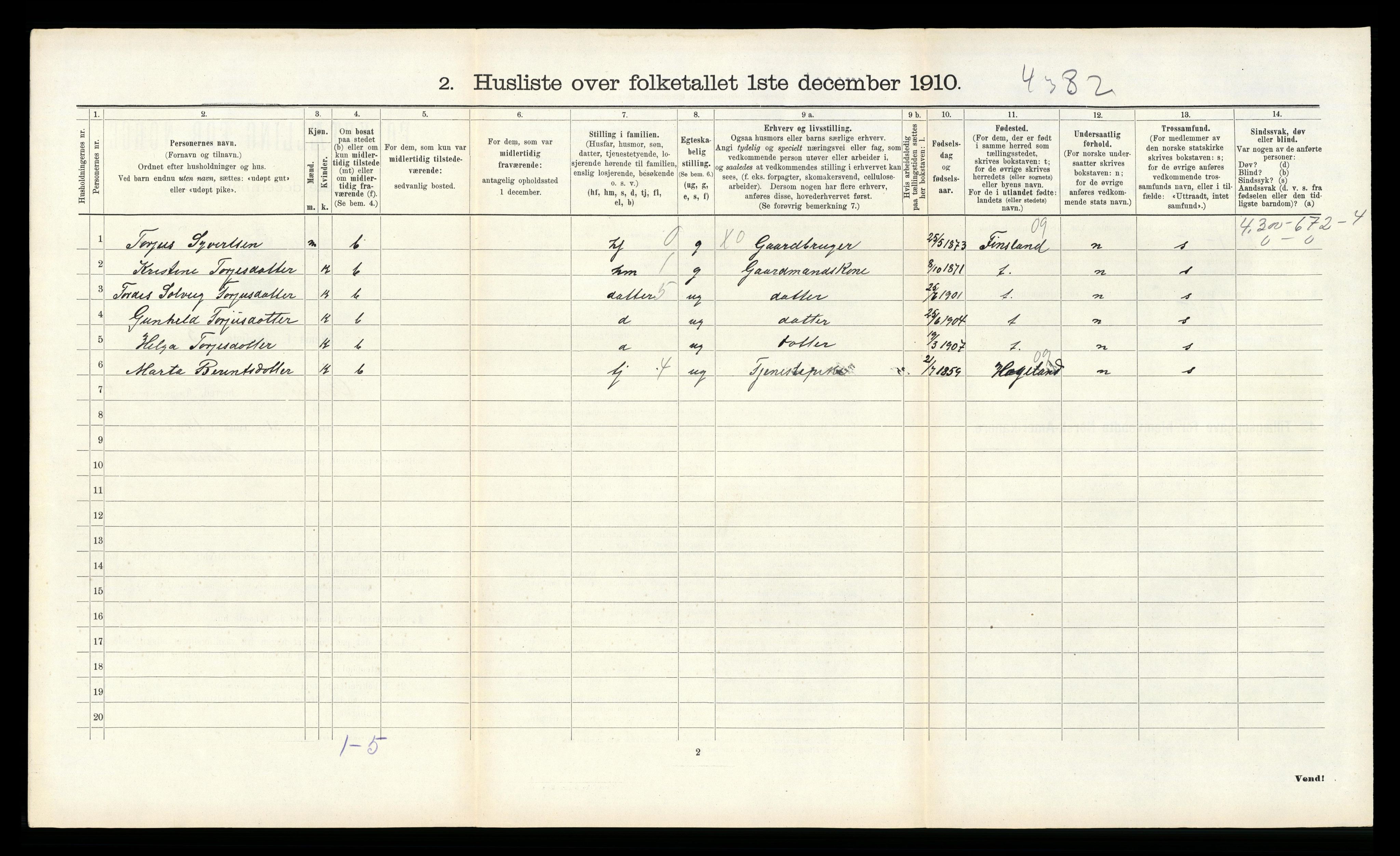 RA, 1910 census for Øvrebø, 1910, p. 228