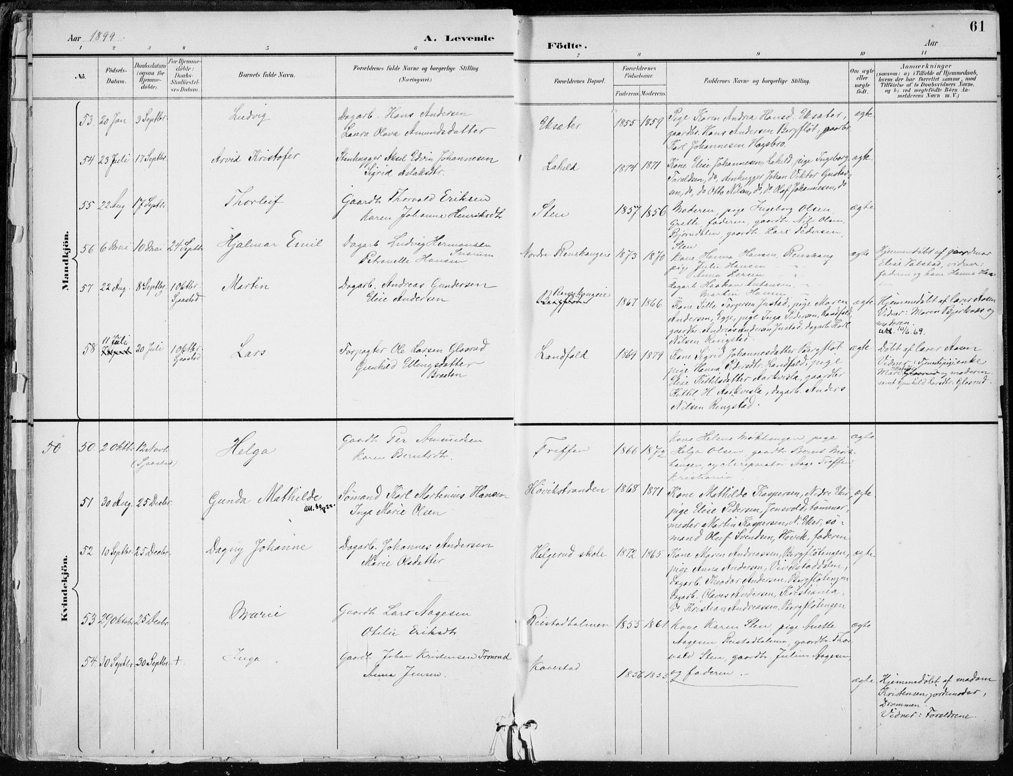 Lier kirkebøker, AV/SAKO-A-230/F/Fa/L0016: Parish register (official) no. I 16, 1895-1900, p. 61