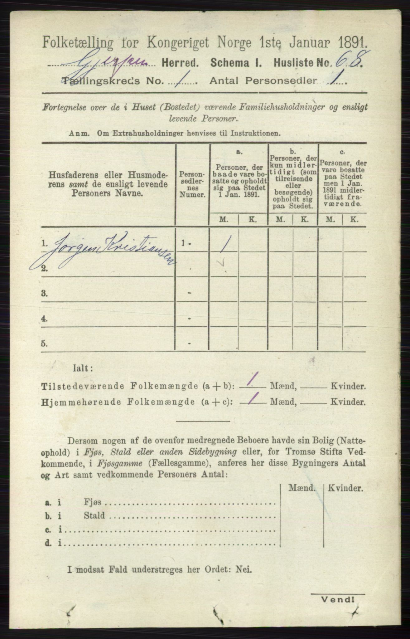 RA, 1891 census for 0812 Gjerpen, 1891, p. 103