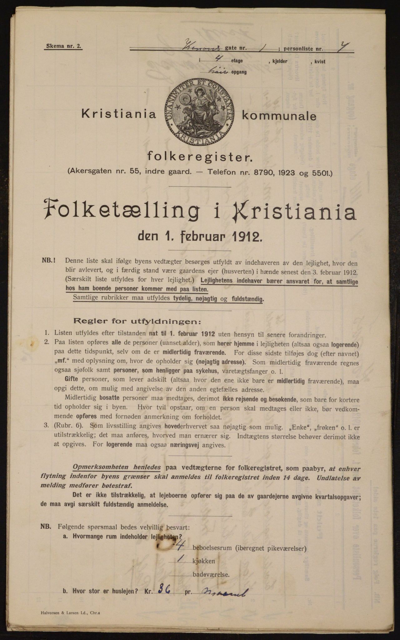 OBA, Municipal Census 1912 for Kristiania, 1912, p. 53268