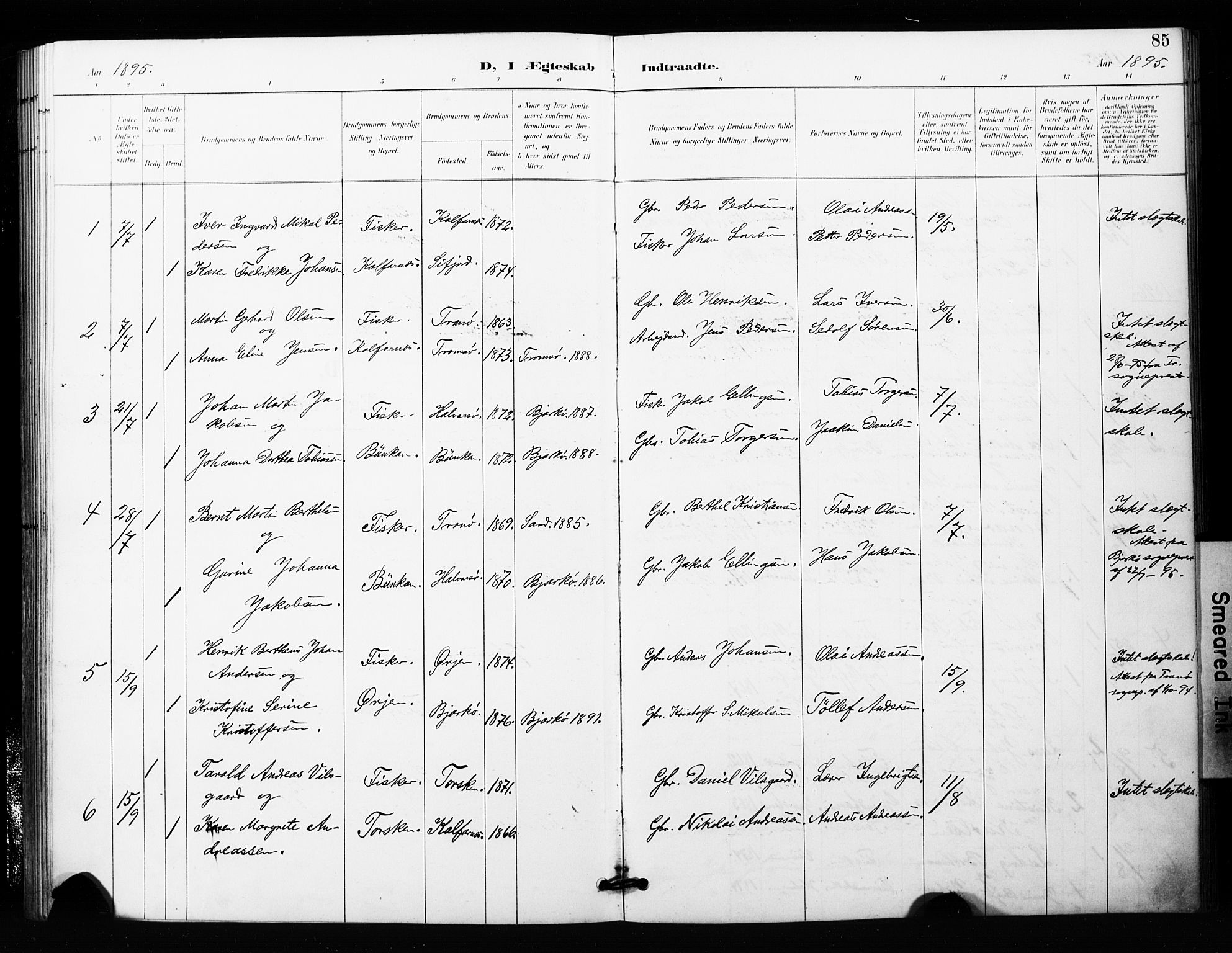 Berg sokneprestkontor, SATØ/S-1318/G/Ga/Gaa/L0006kirke: Parish register (official) no. 6, 1894-1904, p. 85