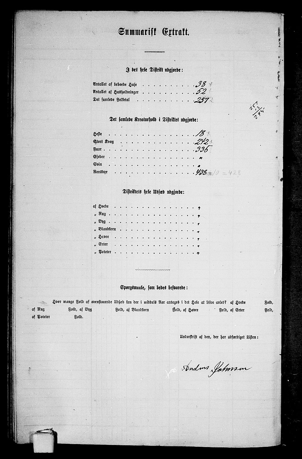 RA, 1865 census for Kistrand, 1865, p. 78