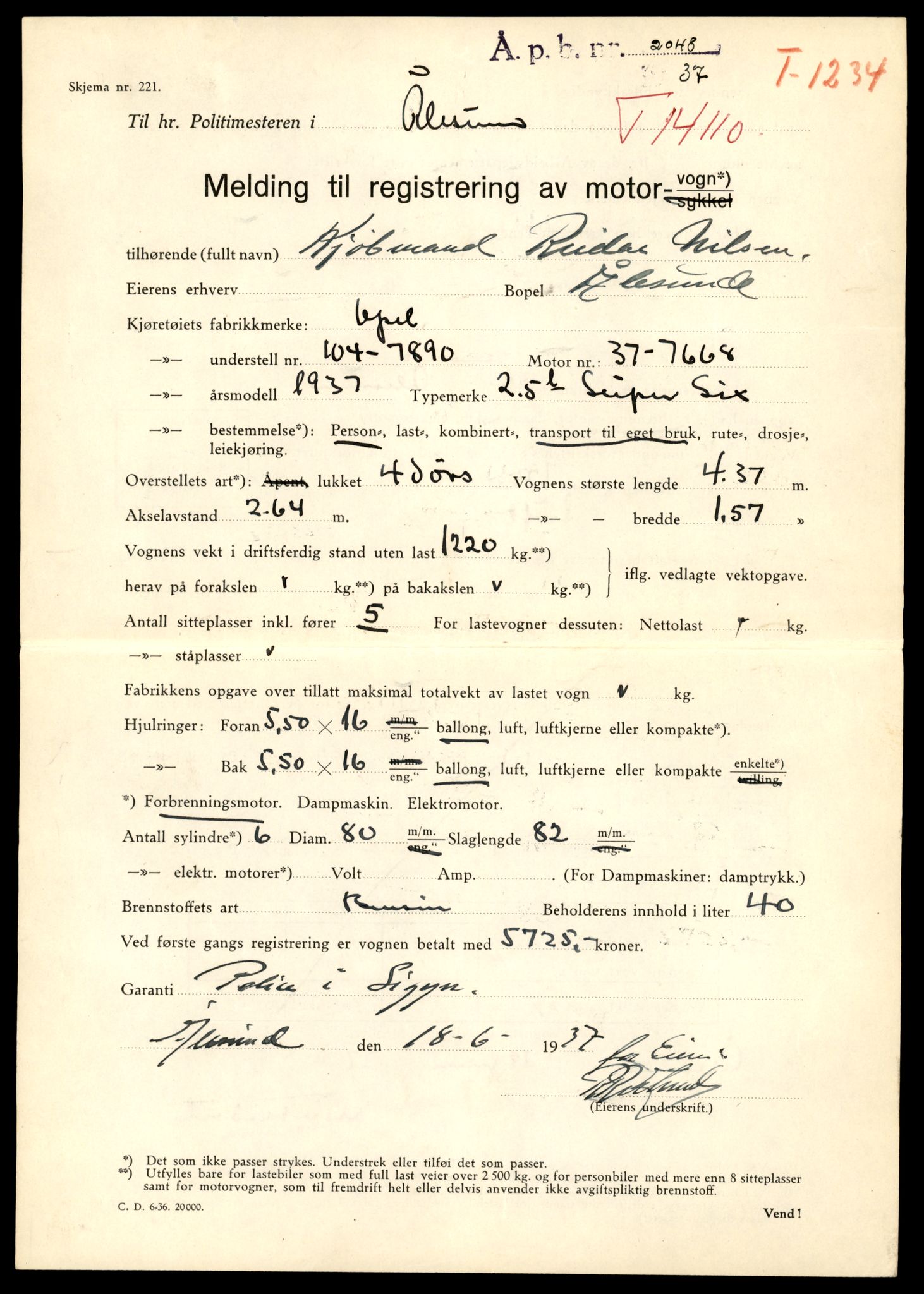 Møre og Romsdal vegkontor - Ålesund trafikkstasjon, AV/SAT-A-4099/F/Fe/L0043: Registreringskort for kjøretøy T 14080 - T 14204, 1927-1998, p. 807