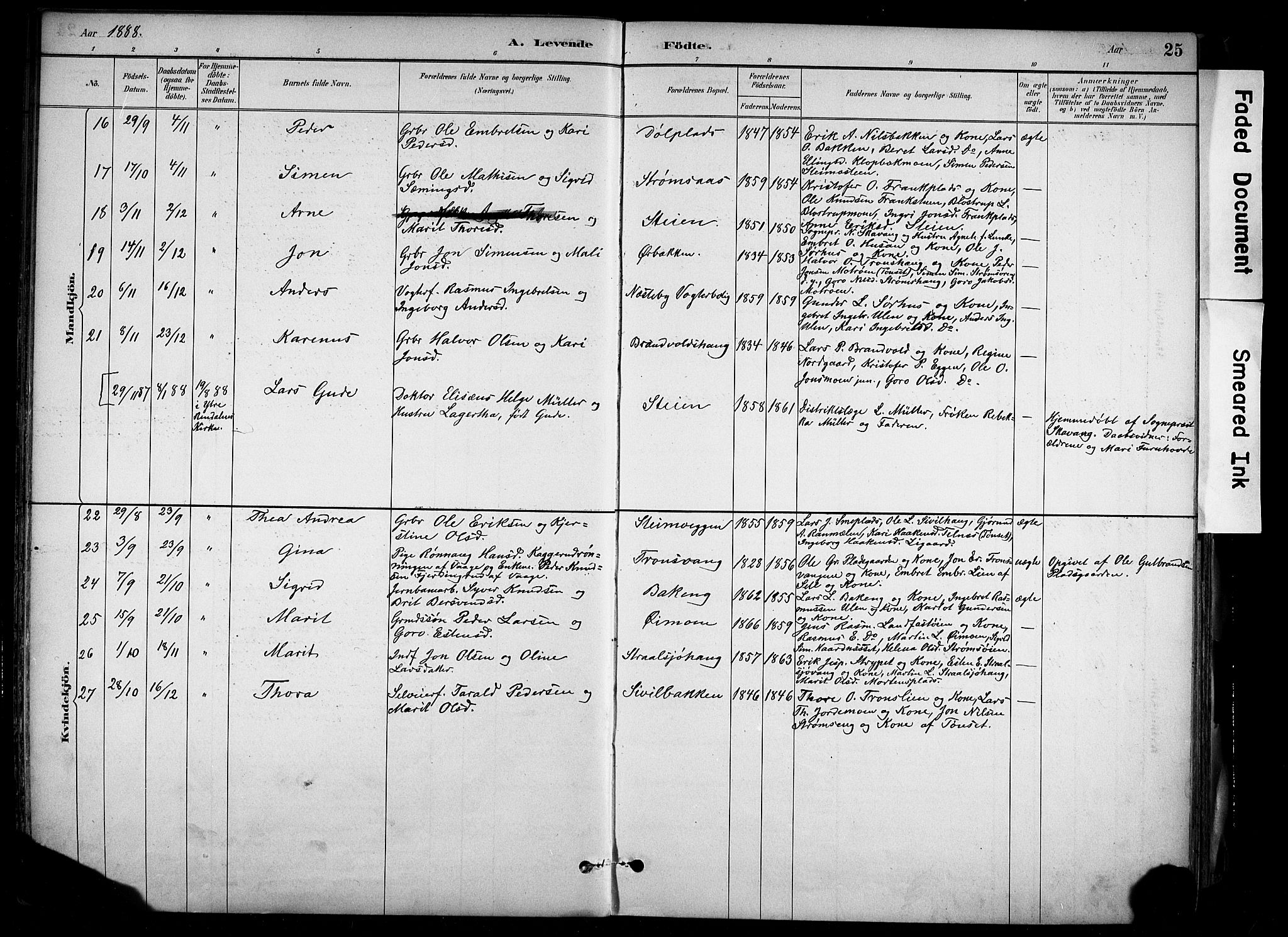 Alvdal prestekontor, SAH/PREST-060/H/Ha/Haa/L0002: Parish register (official) no. 2, 1883-1906, p. 25