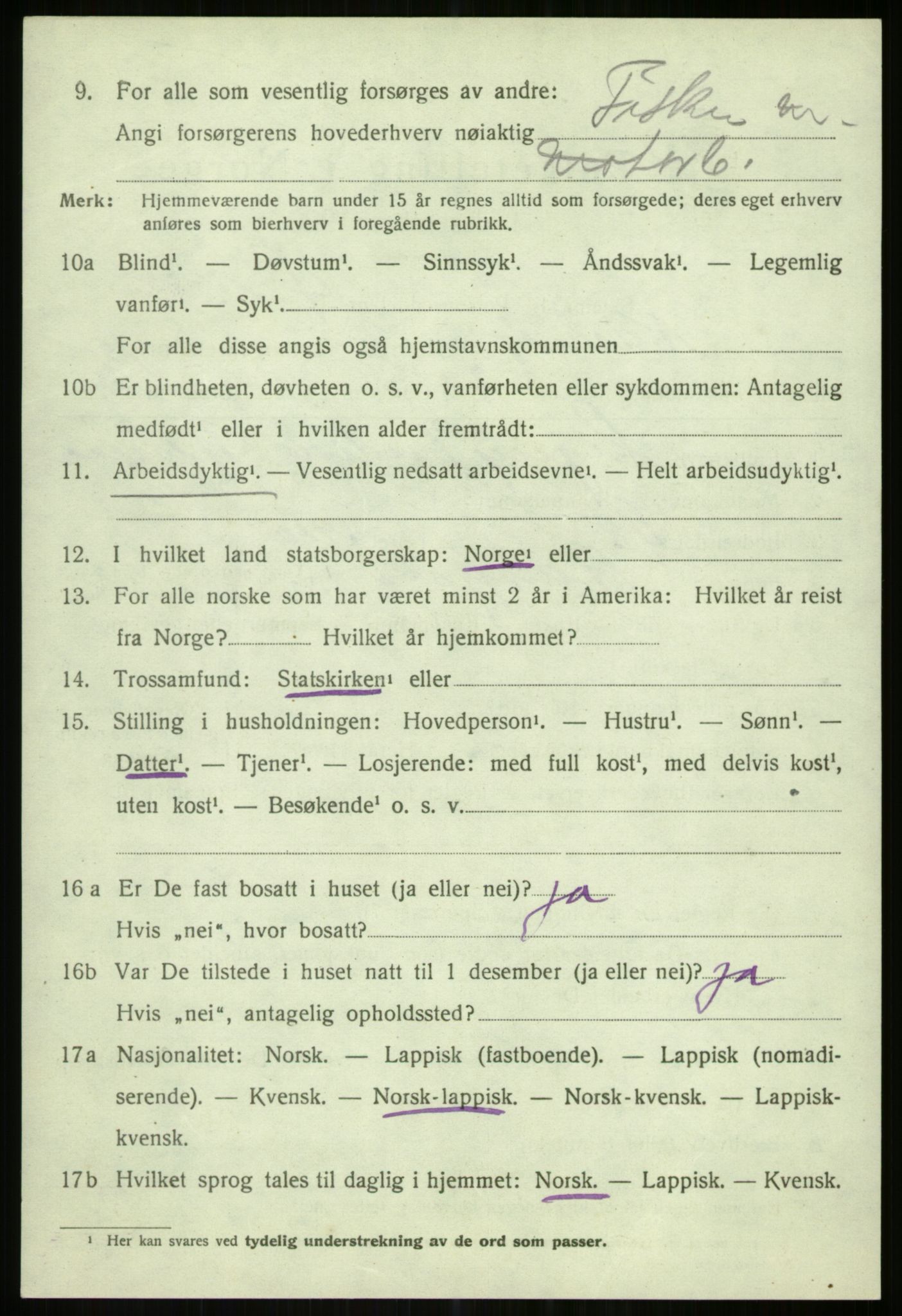 SATØ, 1920 census for Karlsøy, 1920, p. 4891