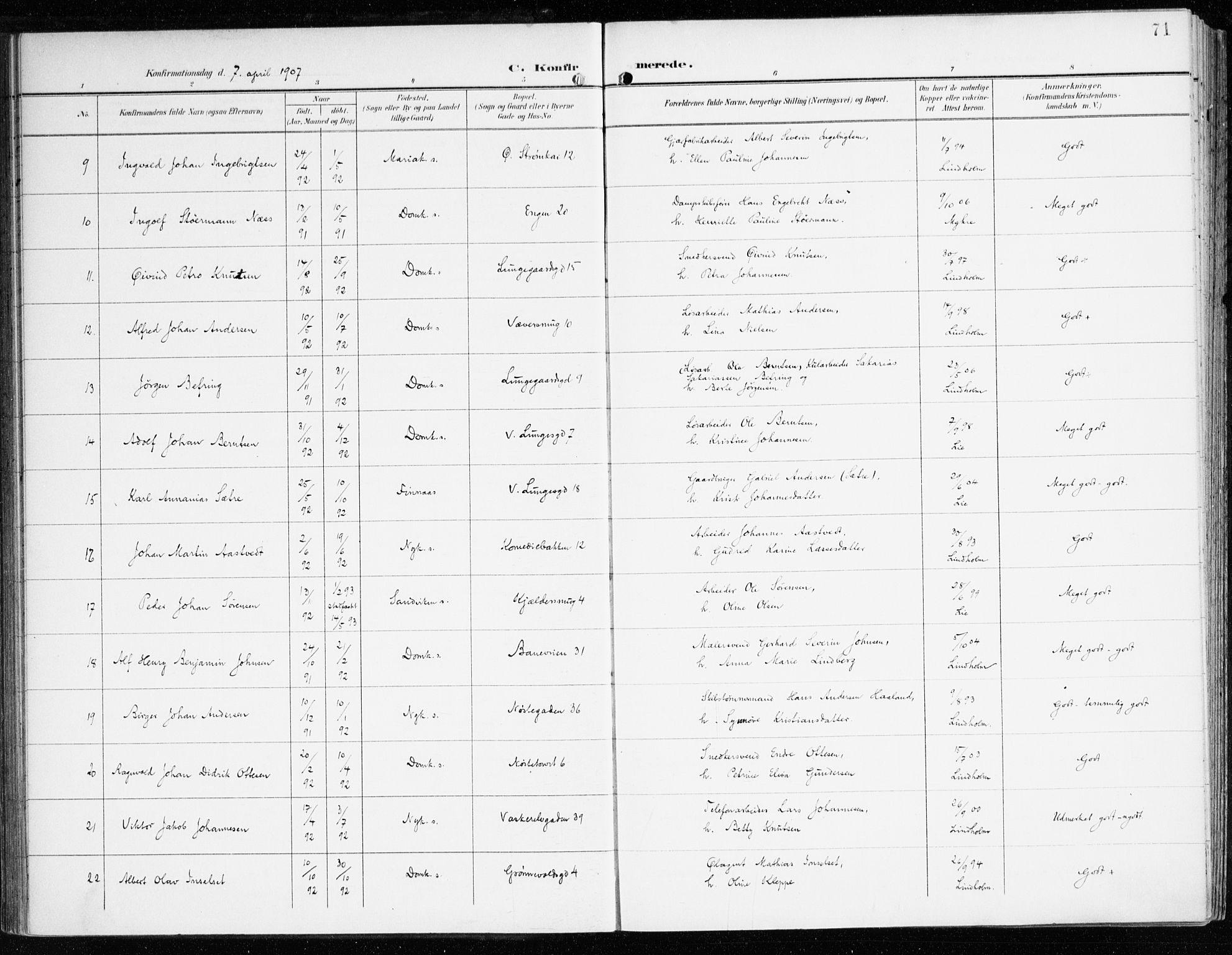 Domkirken sokneprestembete, AV/SAB-A-74801/H/Haa/L0031: Parish register (official) no. C 6, 1898-1915, p. 71