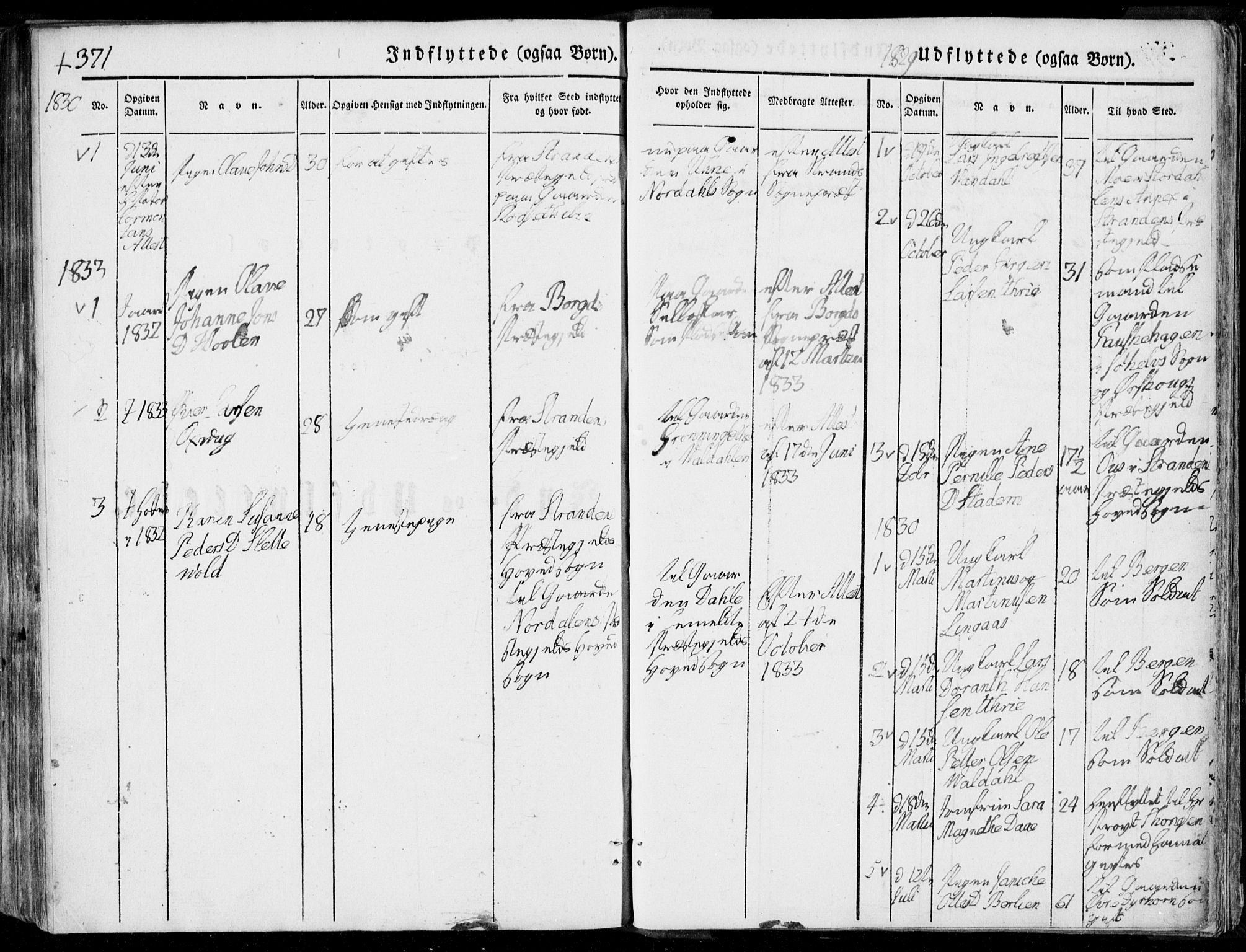 Ministerialprotokoller, klokkerbøker og fødselsregistre - Møre og Romsdal, SAT/A-1454/519/L0248: Parish register (official) no. 519A07, 1829-1860, p. 371