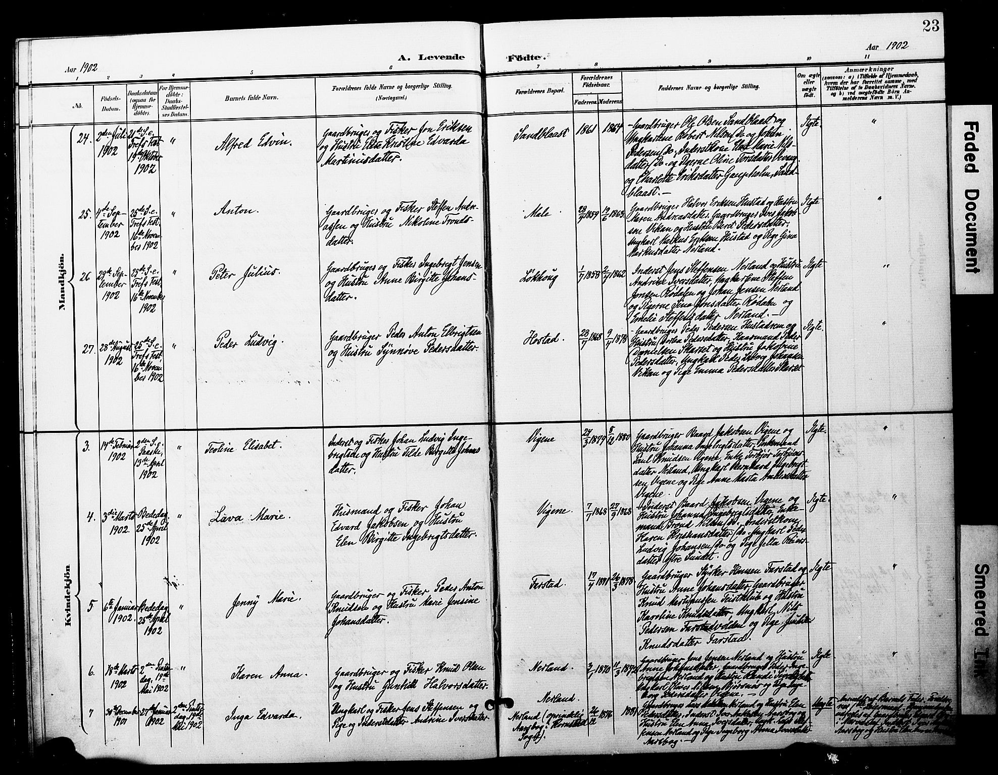 Ministerialprotokoller, klokkerbøker og fødselsregistre - Møre og Romsdal, AV/SAT-A-1454/567/L0779: Parish register (official) no. 567A02, 1898-1902, p. 23