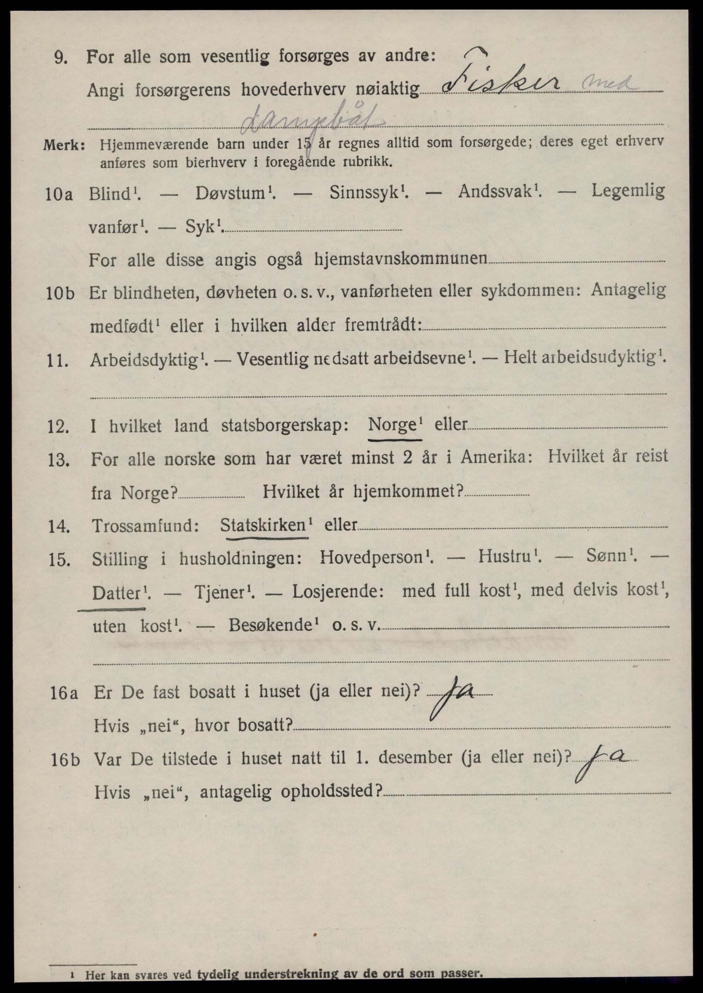 SAT, 1920 census for Ulstein, 1920, p. 5583