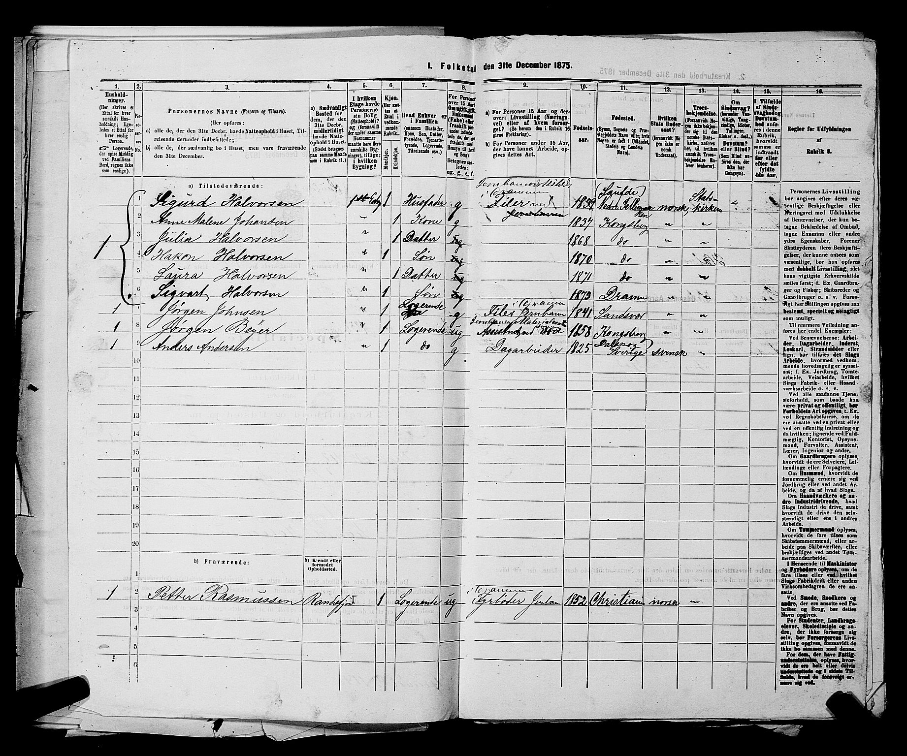 SAKO, 1875 census for 0602 Drammen, 1875, p. 2166