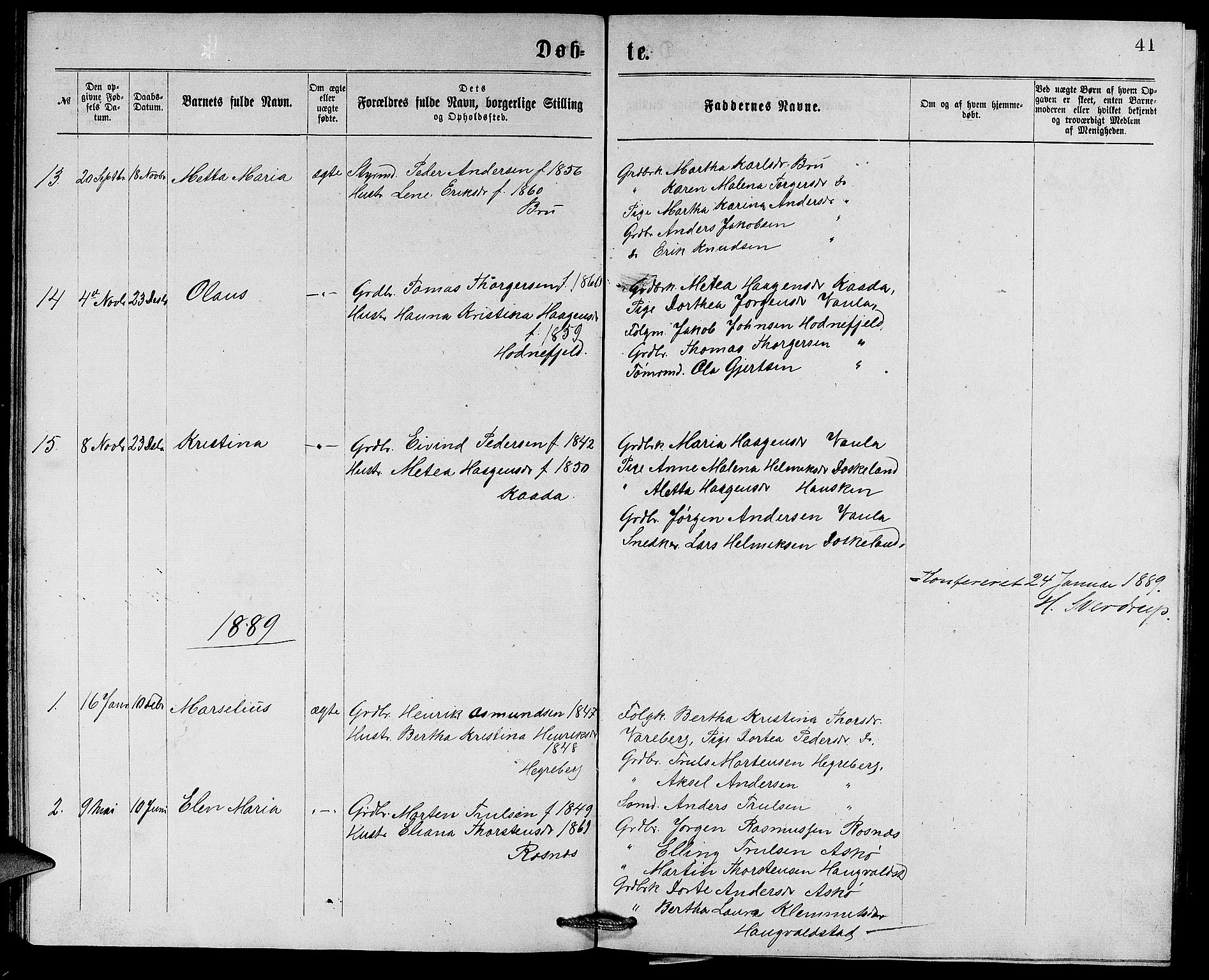 Rennesøy sokneprestkontor, SAST/A -101827/H/Ha/Hab/L0005: Parish register (copy) no. B 5, 1871-1890, p. 41