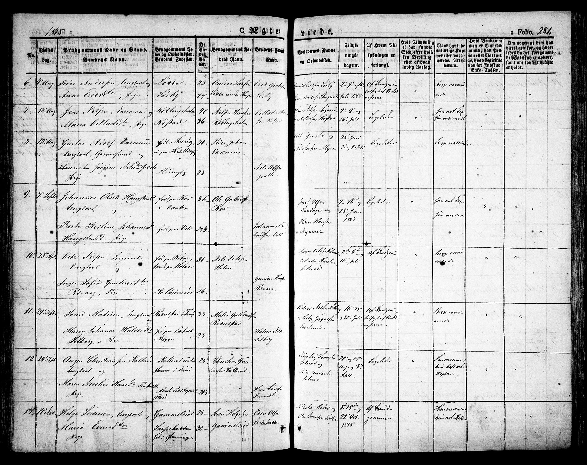 Råde prestekontor kirkebøker, AV/SAO-A-2009/F/Fa/L0005: Parish register (official) no. 5, 1830-1853, p. 281