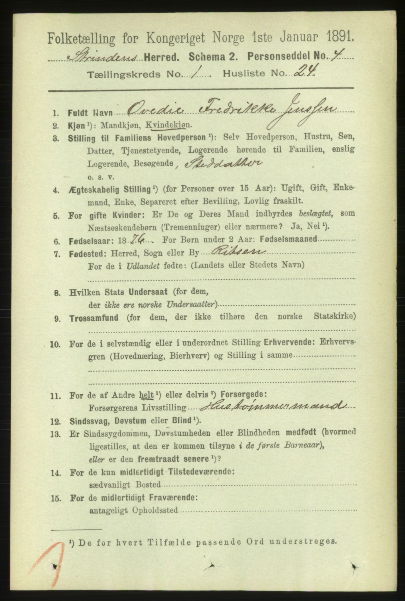 RA, 1891 census for 1660 Strinda, 1891, p. 355